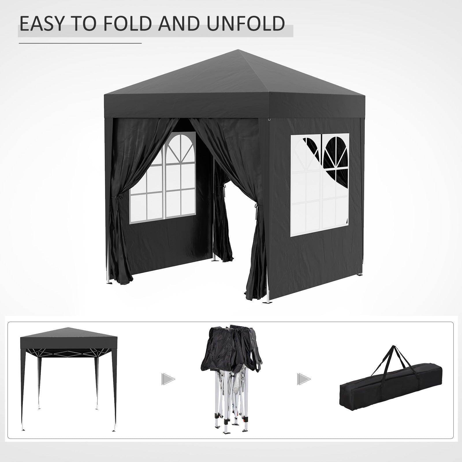 Outsunny 2x2m Pop Up Gazebo in Black - ALL4U RETAILER LTD