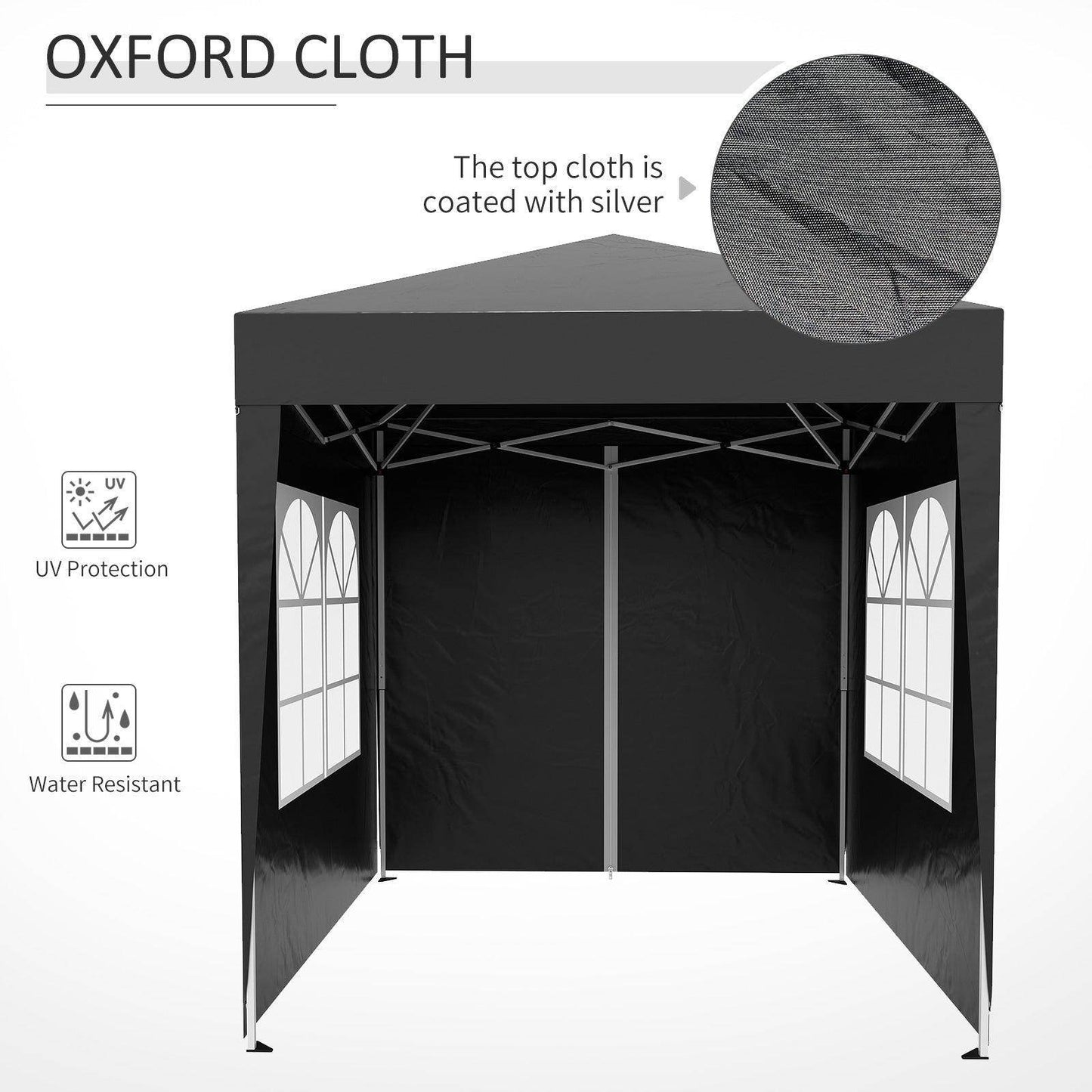 Outsunny 2x2m Pop Up Gazebo in Black - ALL4U RETAILER LTD