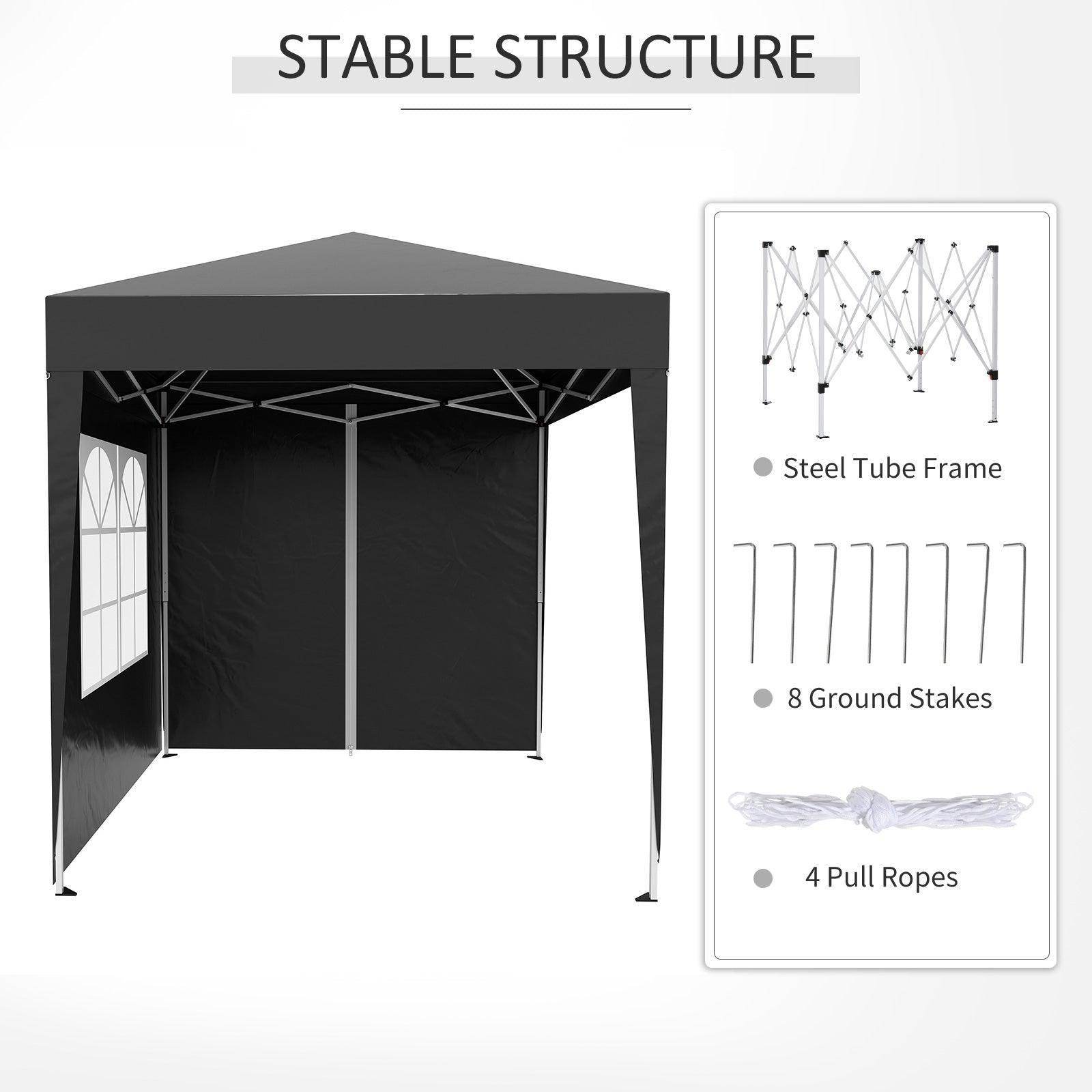 Outsunny 2x2m Pop Up Gazebo in Black - ALL4U RETAILER LTD