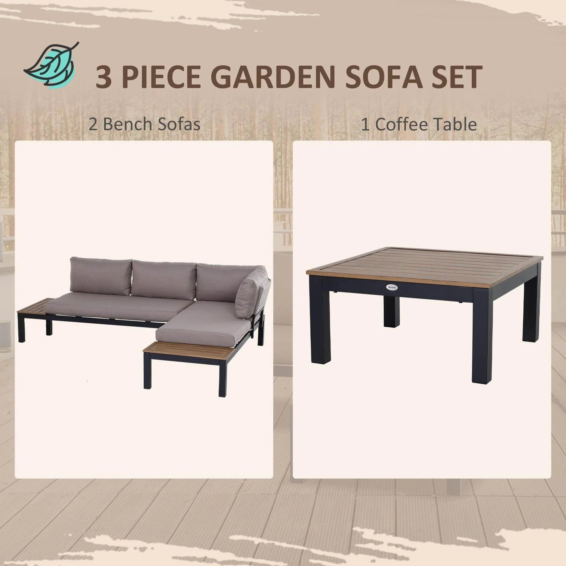 Outsunny 3-Piece Garden Furniture Set - ALL4U RETAILER LTD