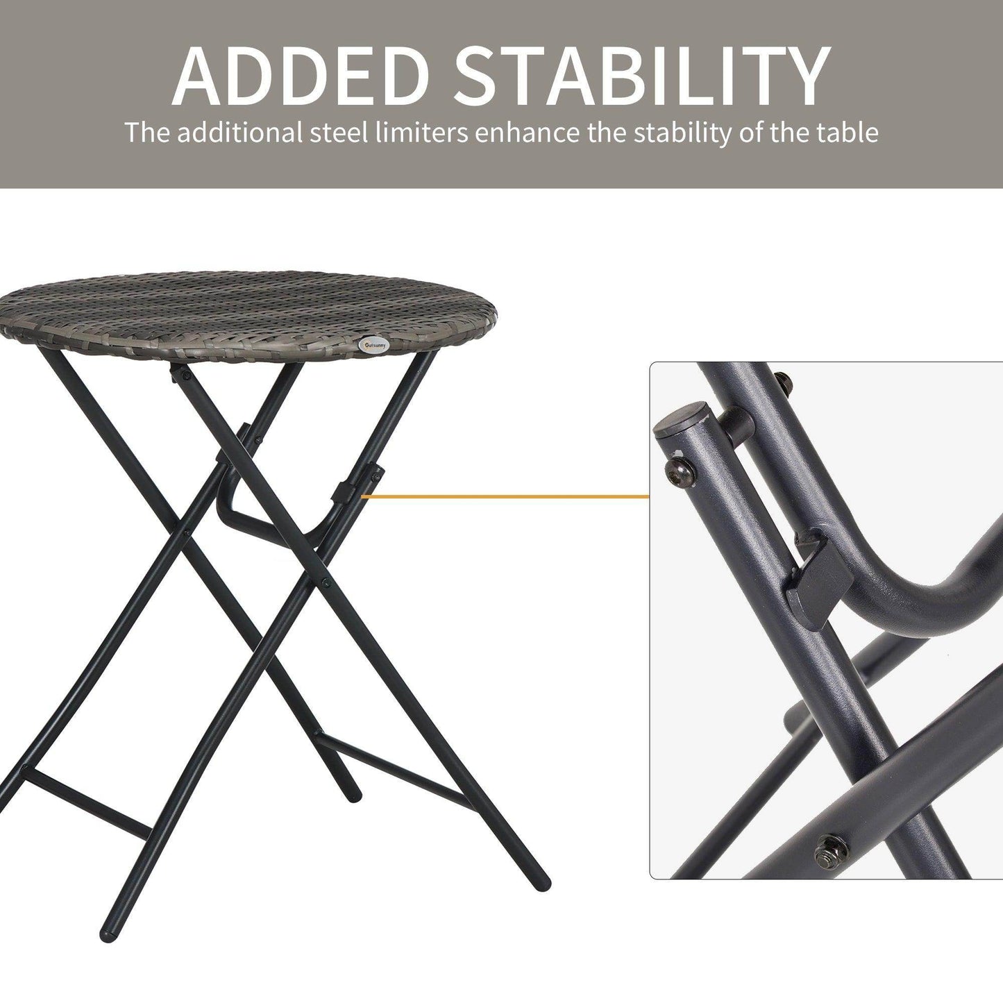 Outsunny 3-Piece Rattan Bistro Set for Outdoor Spaces - ALL4U RETAILER LTD