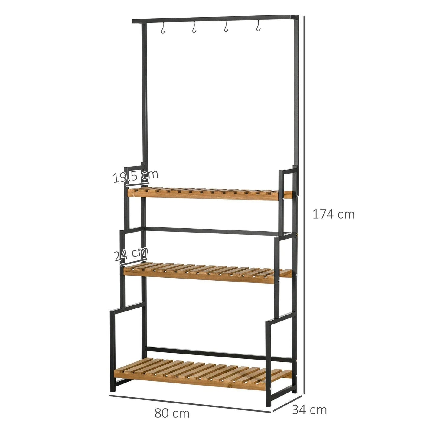 Outsunny 3-Tier Plant Stand with Hooks - ALL4U RETAILER LTD