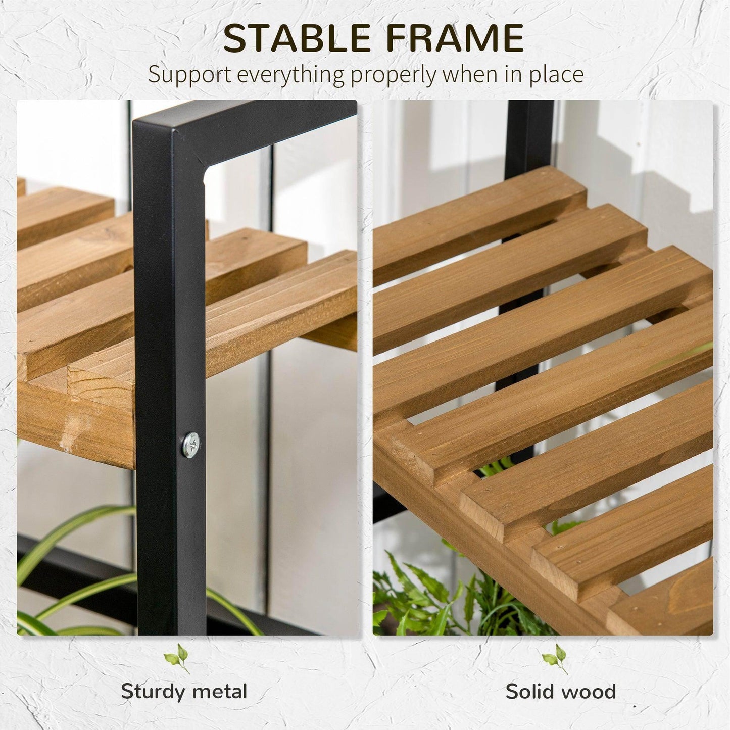 Outsunny 3-Tier Plant Stand with Hooks - ALL4U RETAILER LTD