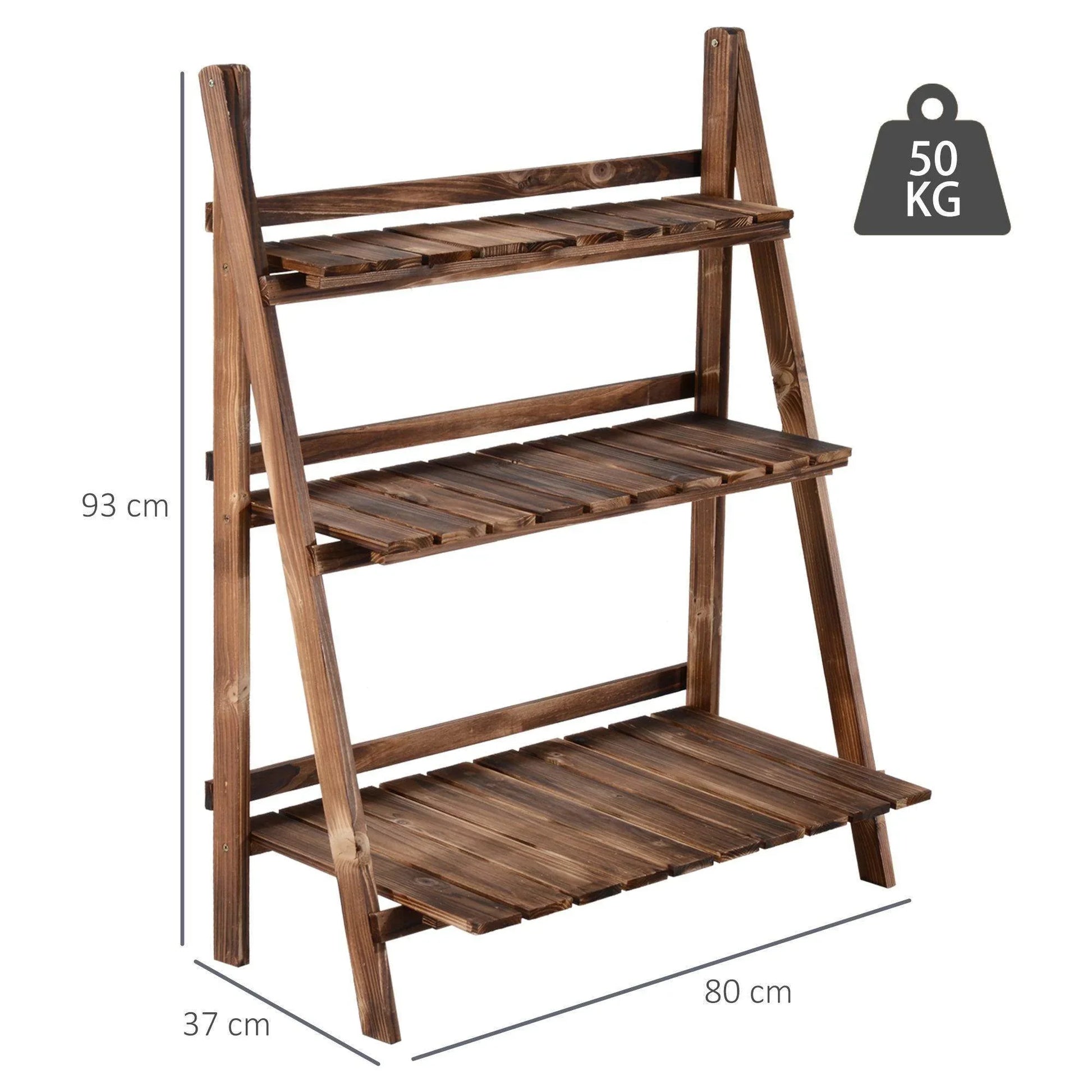 Outsunny 3-Tier Wooden Folding Plant Stand - ALL4U RETAILER LTD
