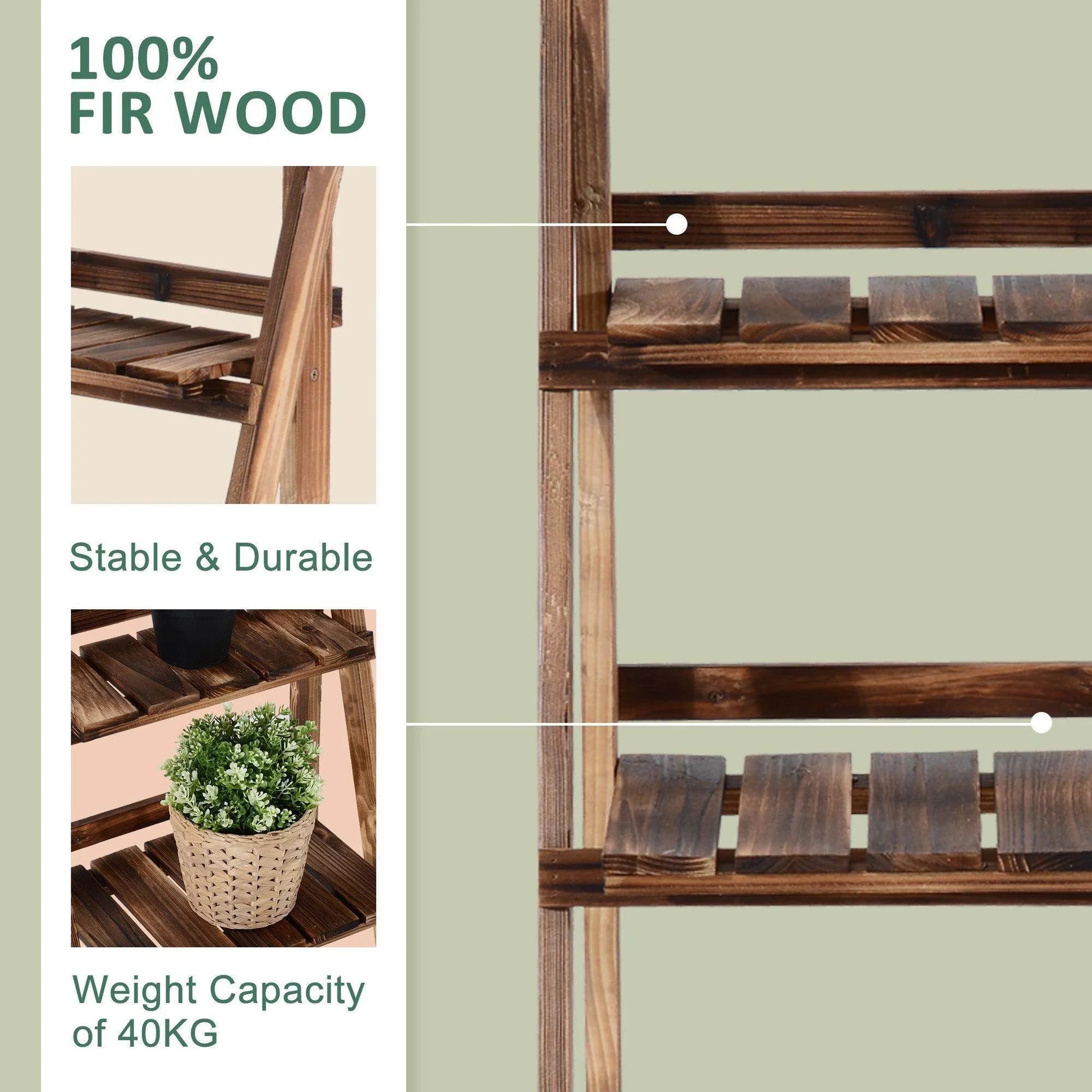 Outsunny 3-Tier Wooden Folding Plant Stand - ALL4U RETAILER LTD