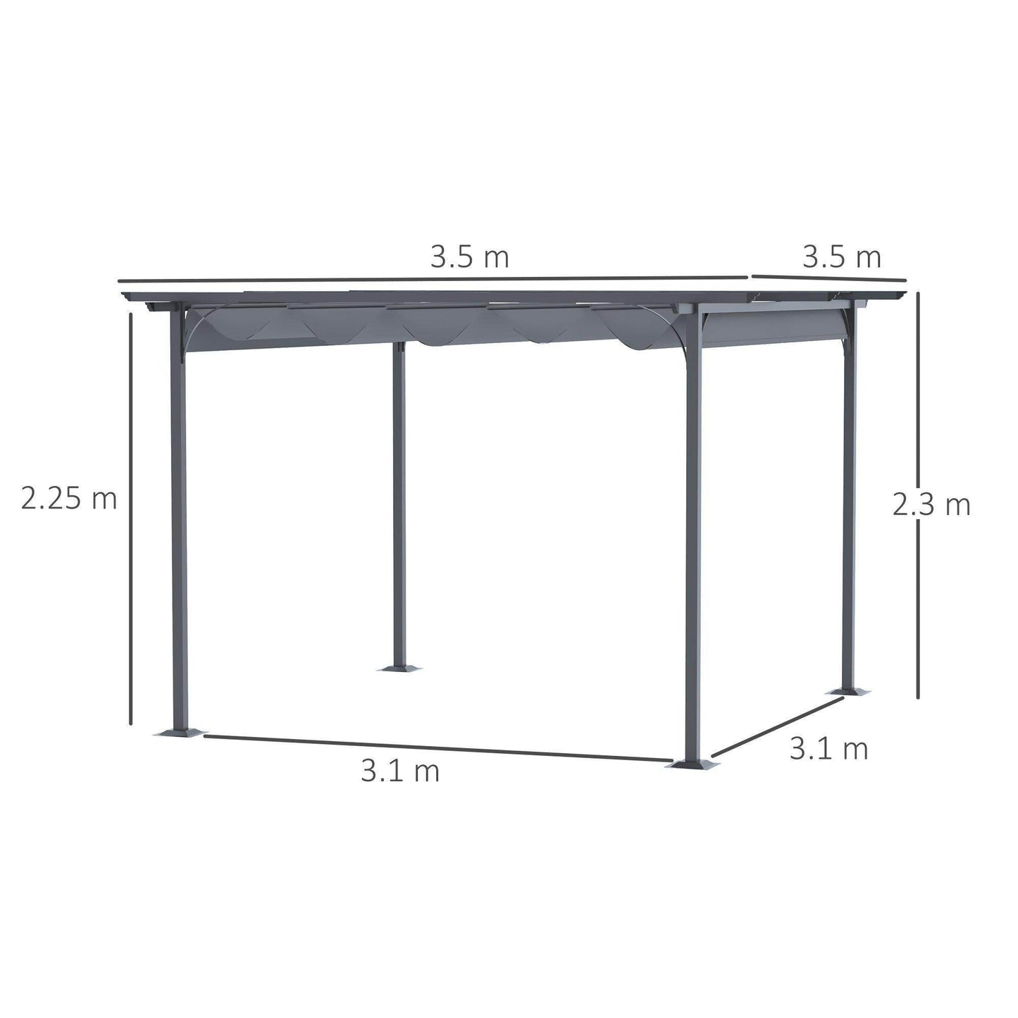 Outsunny 3.5M Metal Pergola Gazebo - Elegant Shade Solution - ALL4U RETAILER LTD