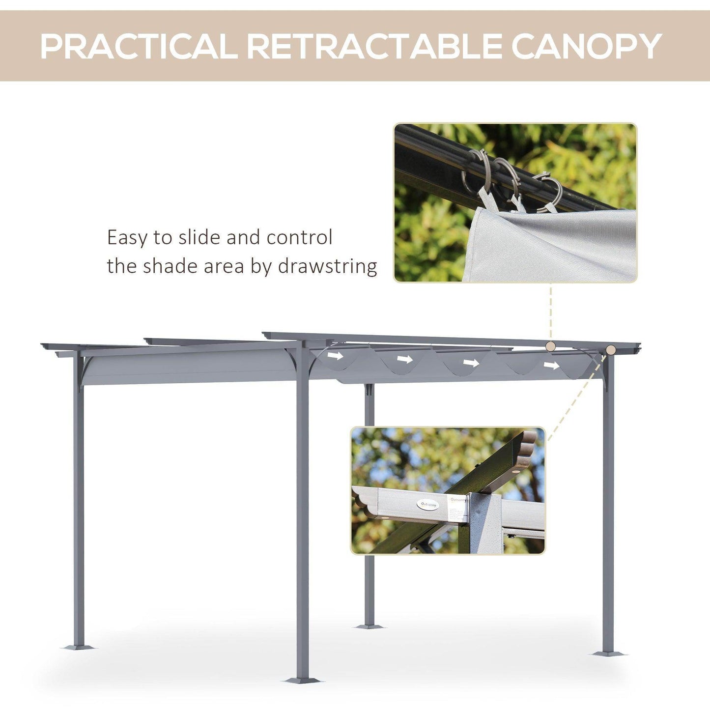 Outsunny 3.5M Metal Pergola Gazebo - Elegant Shade Solution - ALL4U RETAILER LTD
