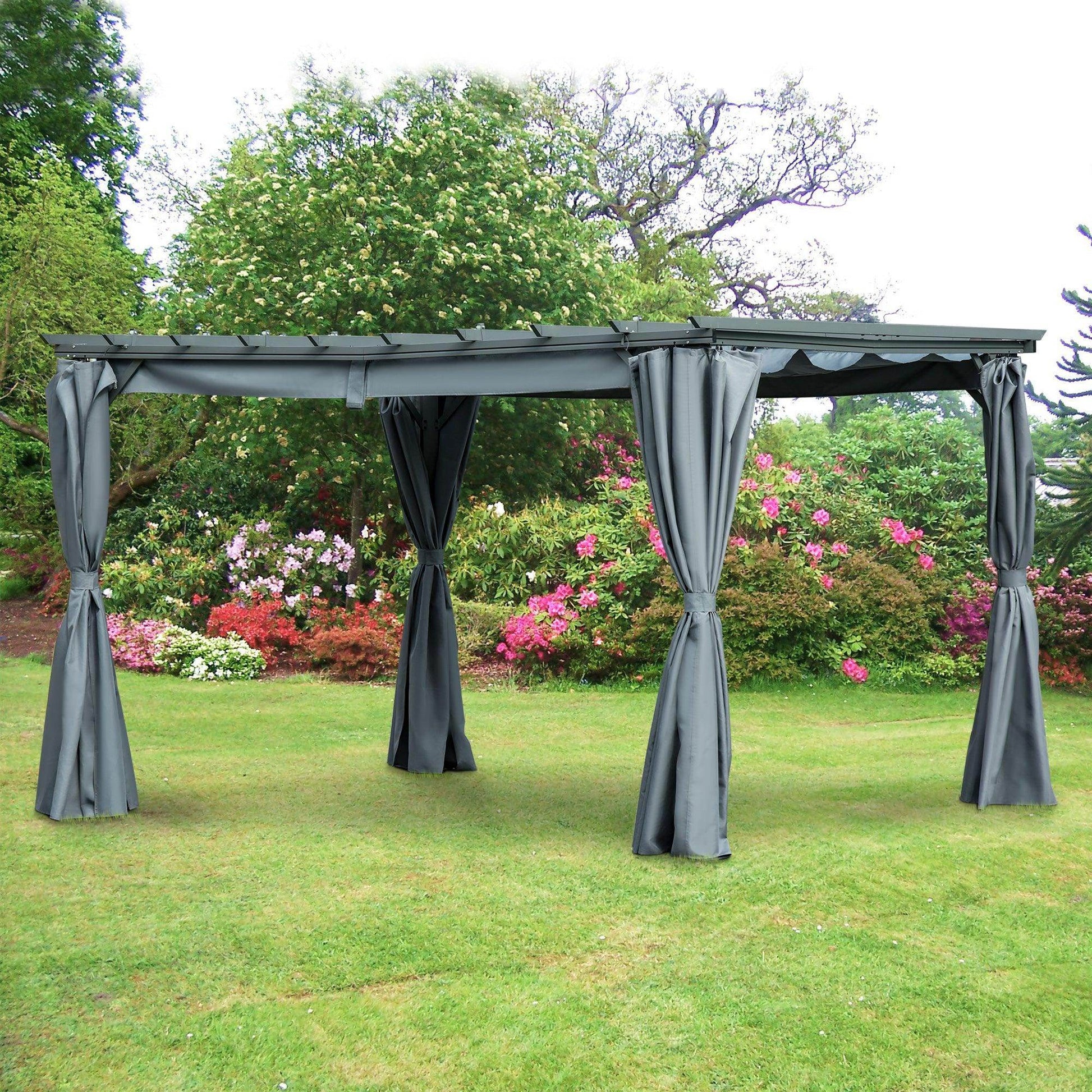 Outsunny 3.6x3m Outdoor Pergola Gazebo with Retractable Canopy - ALL4U RETAILER LTD