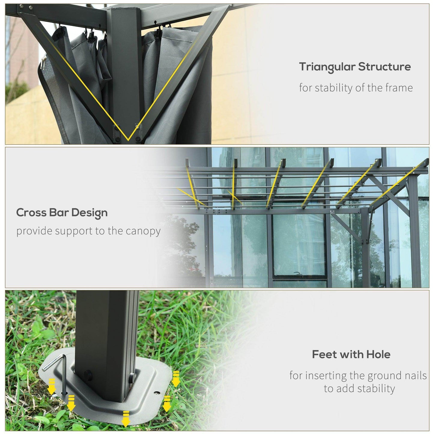 Outsunny 3.6x3m Outdoor Pergola Gazebo with Retractable Canopy - ALL4U RETAILER LTD