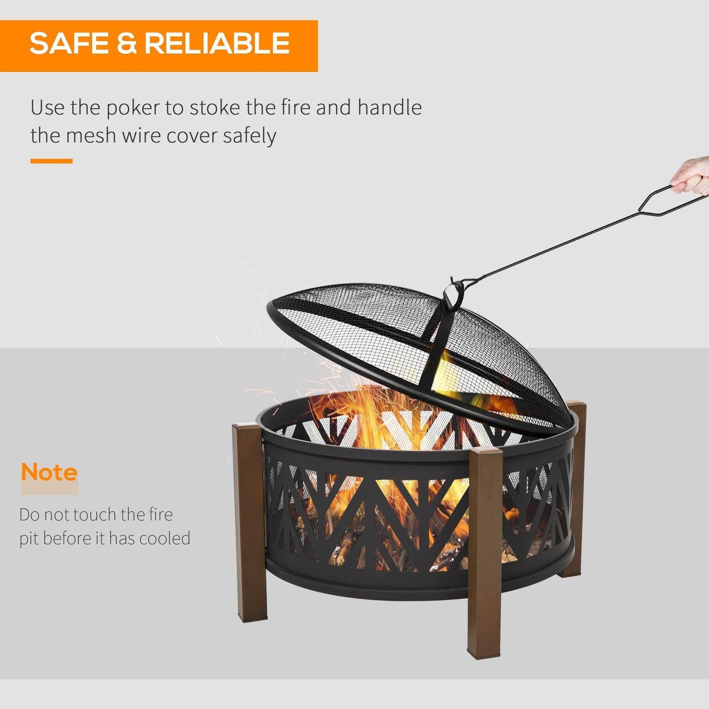 Outsunny 30 Steel Fire Pit with Grill - 2-in-1 Outdoor Cooker - ALL4U RETAILER LTD