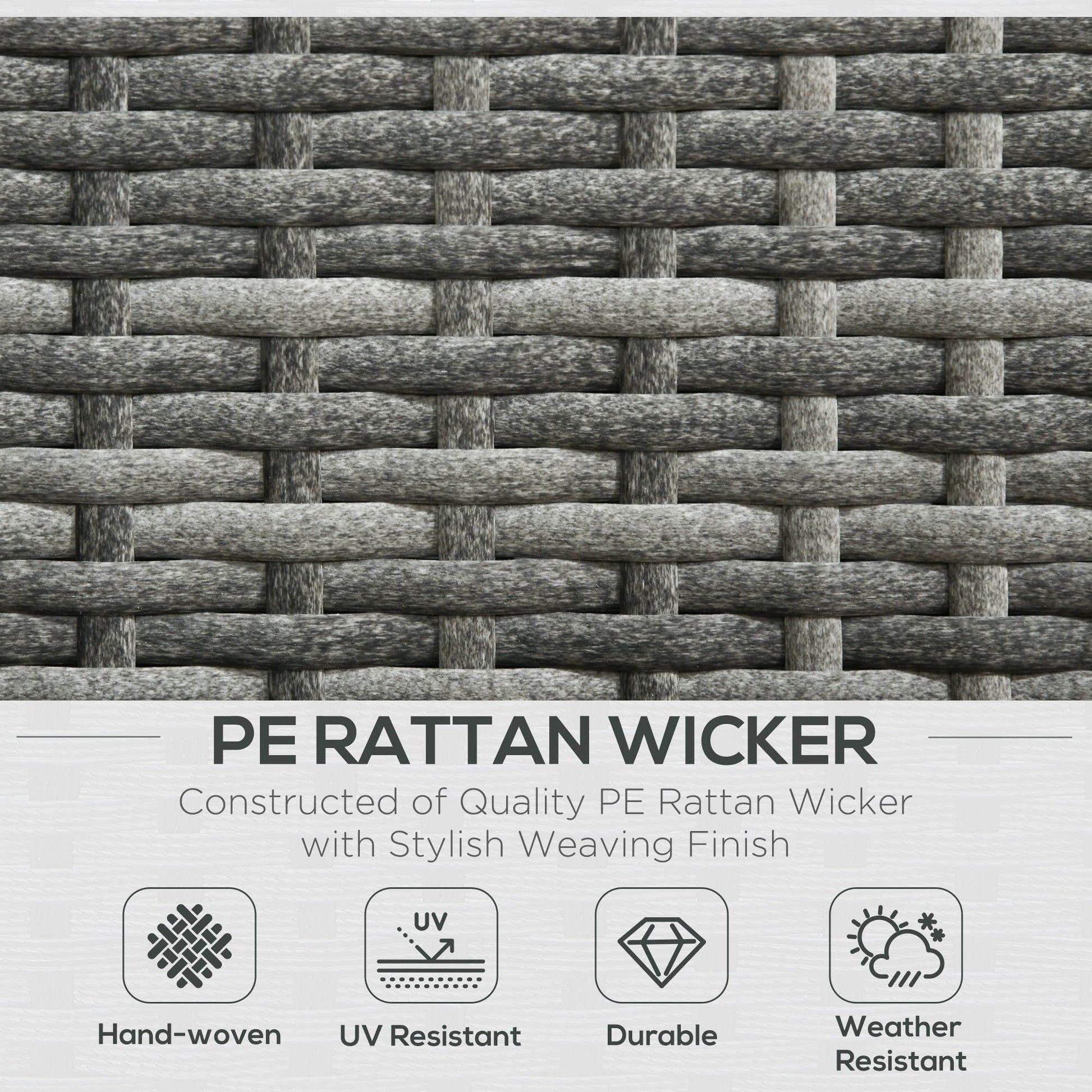 Outsunny 3 Pieces Rattan Garden Furniture 4 Seater Outdoor Patio Corner Sofa Chair Set with Coffee Table Thick Cushions Grey - ALL4U RETAILER LTD