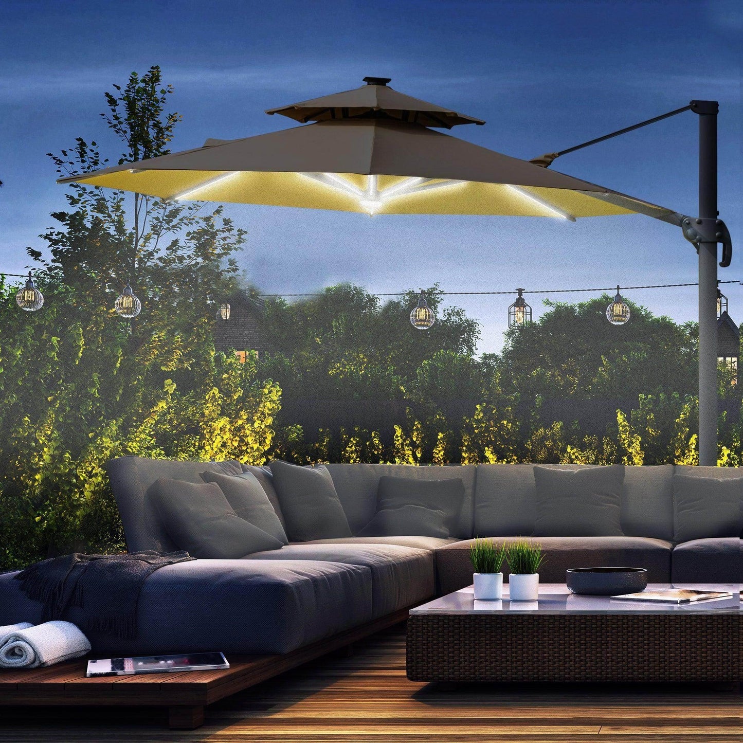 Outsunny 3m Cantilever Parasol - Adjustable Canopy - Outdoor Umbrella - ALL4U RETAILER LTD