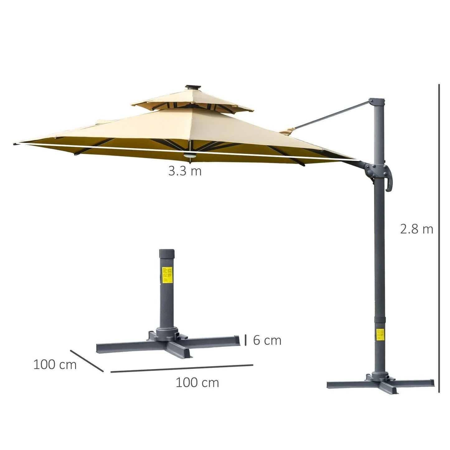 Outsunny 3m Cantilever Parasol - Adjustable Canopy - Outdoor Umbrella - ALL4U RETAILER LTD