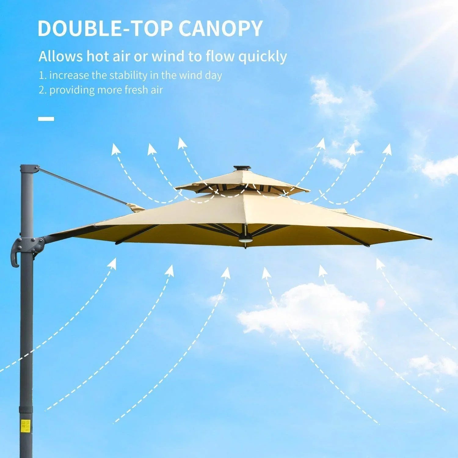 Outsunny 3m Cantilever Parasol - Adjustable Canopy - Outdoor Umbrella - ALL4U RETAILER LTD