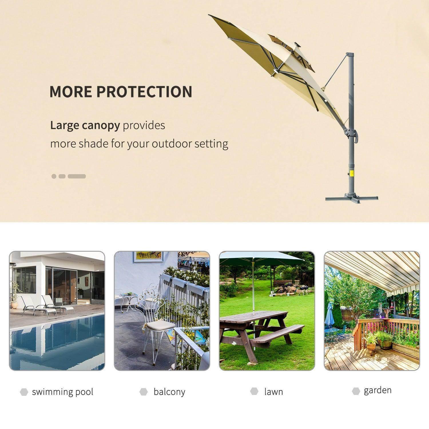 Outsunny 3m Cantilever Parasol - Adjustable Canopy - Outdoor Umbrella - ALL4U RETAILER LTD