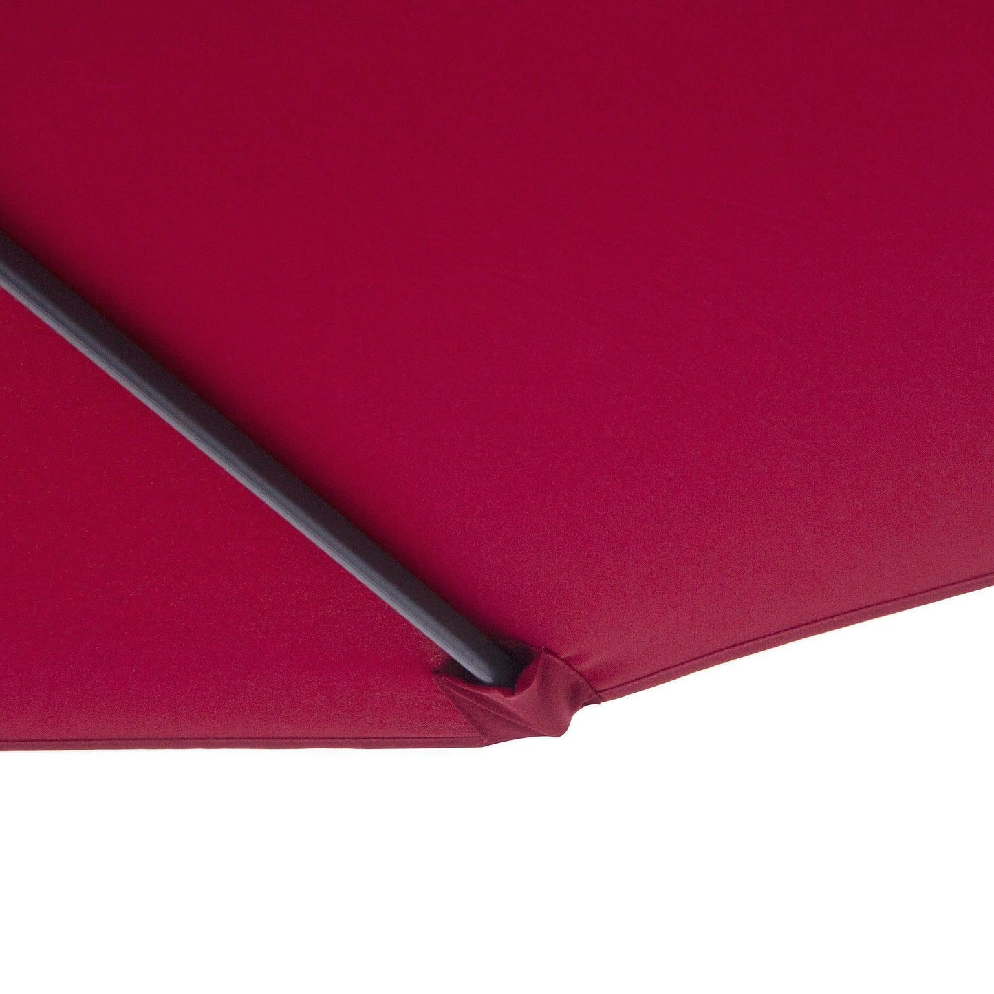 Close-up of wine red Outsunny 3m garden banana parasol fabric and metal rib detail