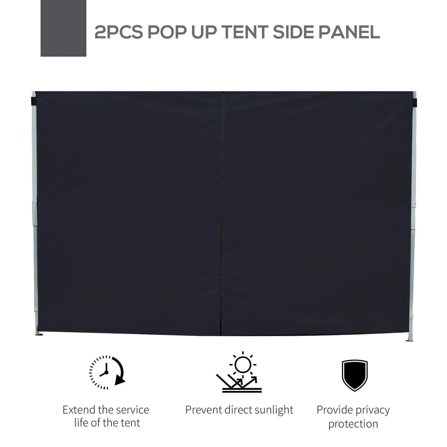 Pair of black pop-up tent side panels for gazebo providing privacy and sun protection