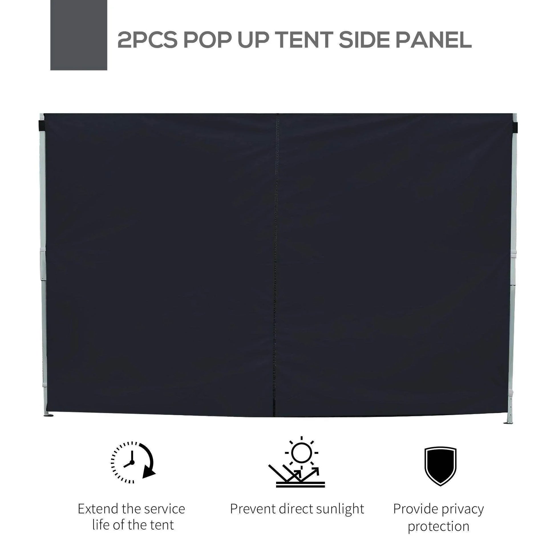 Pair of black pop-up tent side panels for gazebo providing privacy and sun protection