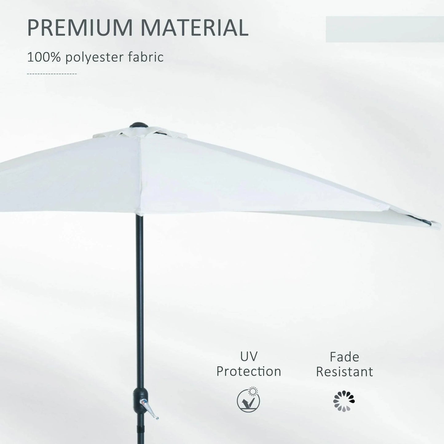 Outsunny 3m Half Round Umbrella - White - ALL4U RETAILER LTD