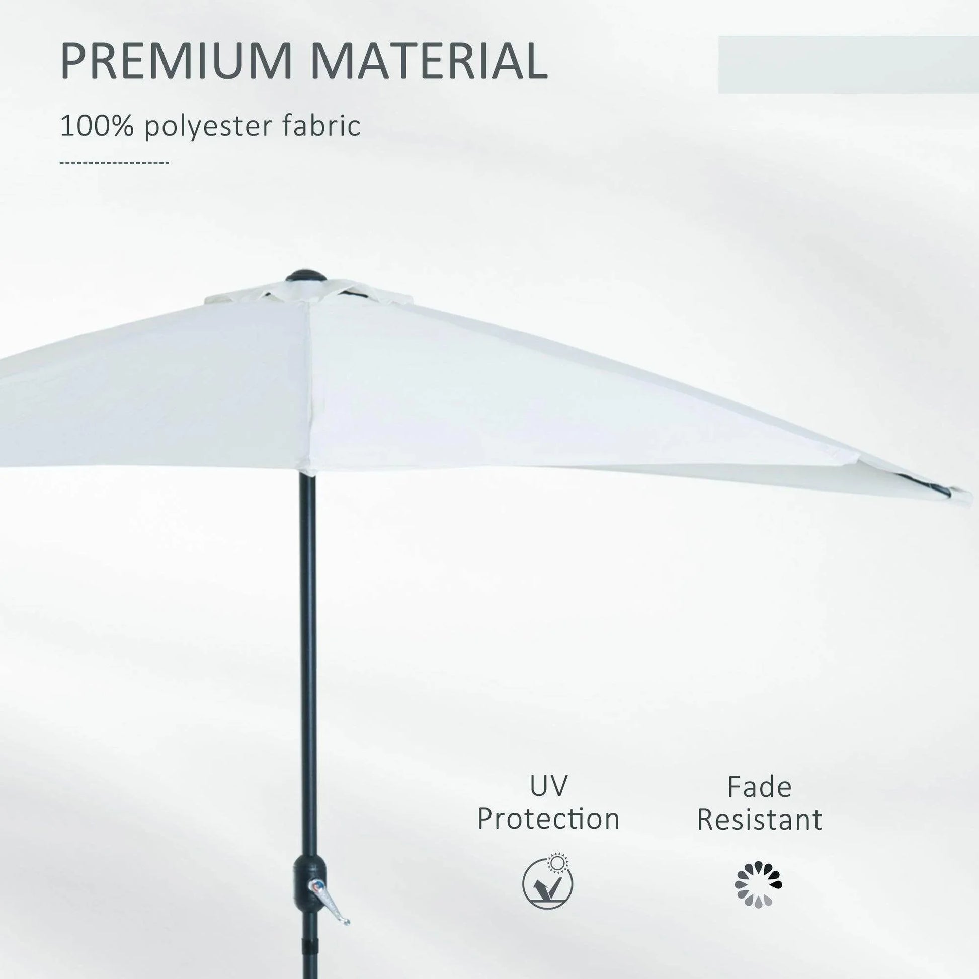 Outsunny 3m Half Round Umbrella - White - ALL4U RETAILER LTD