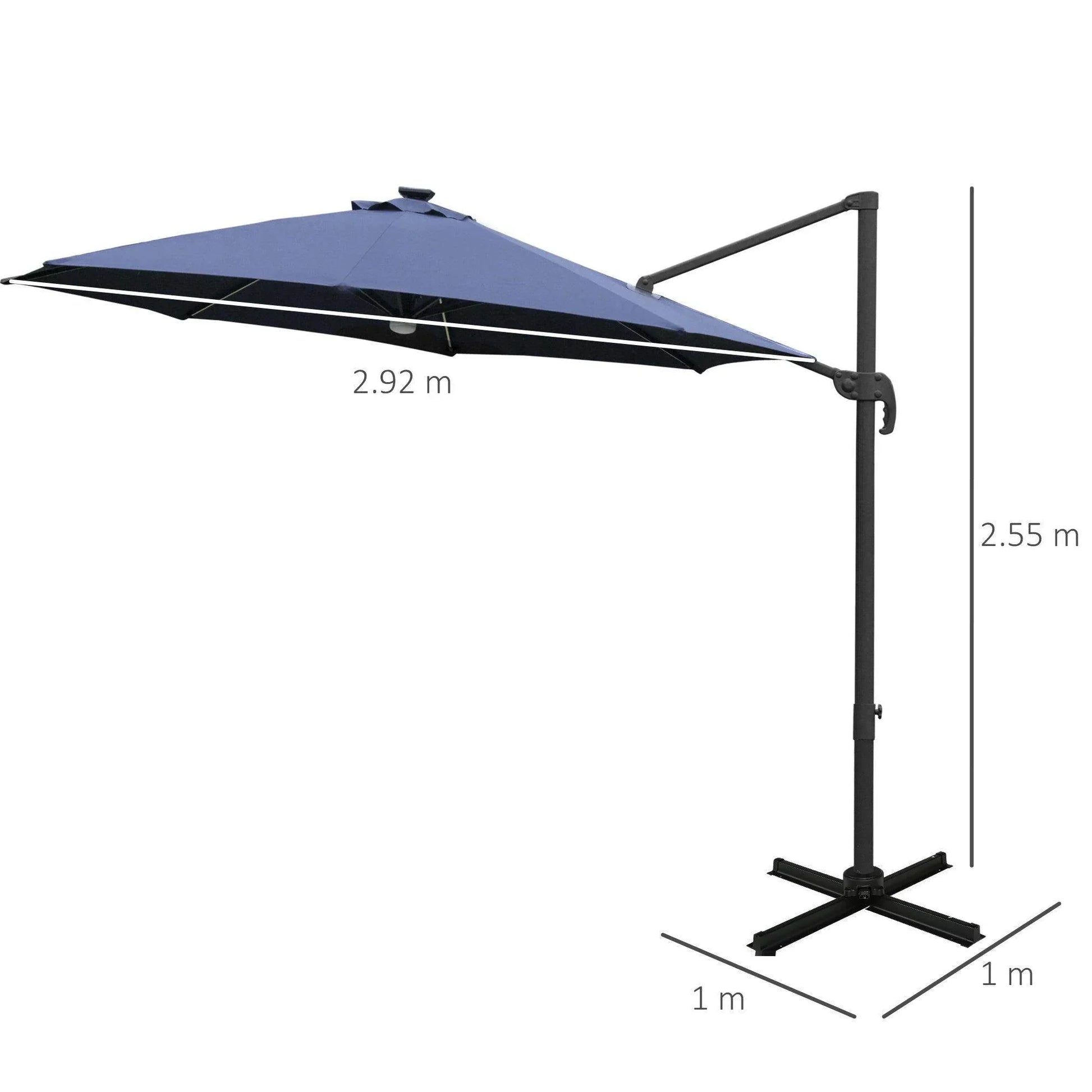 Outsunny 3m Roma Cantilever Umbrella in Blue - ALL4U RETAILER LTD