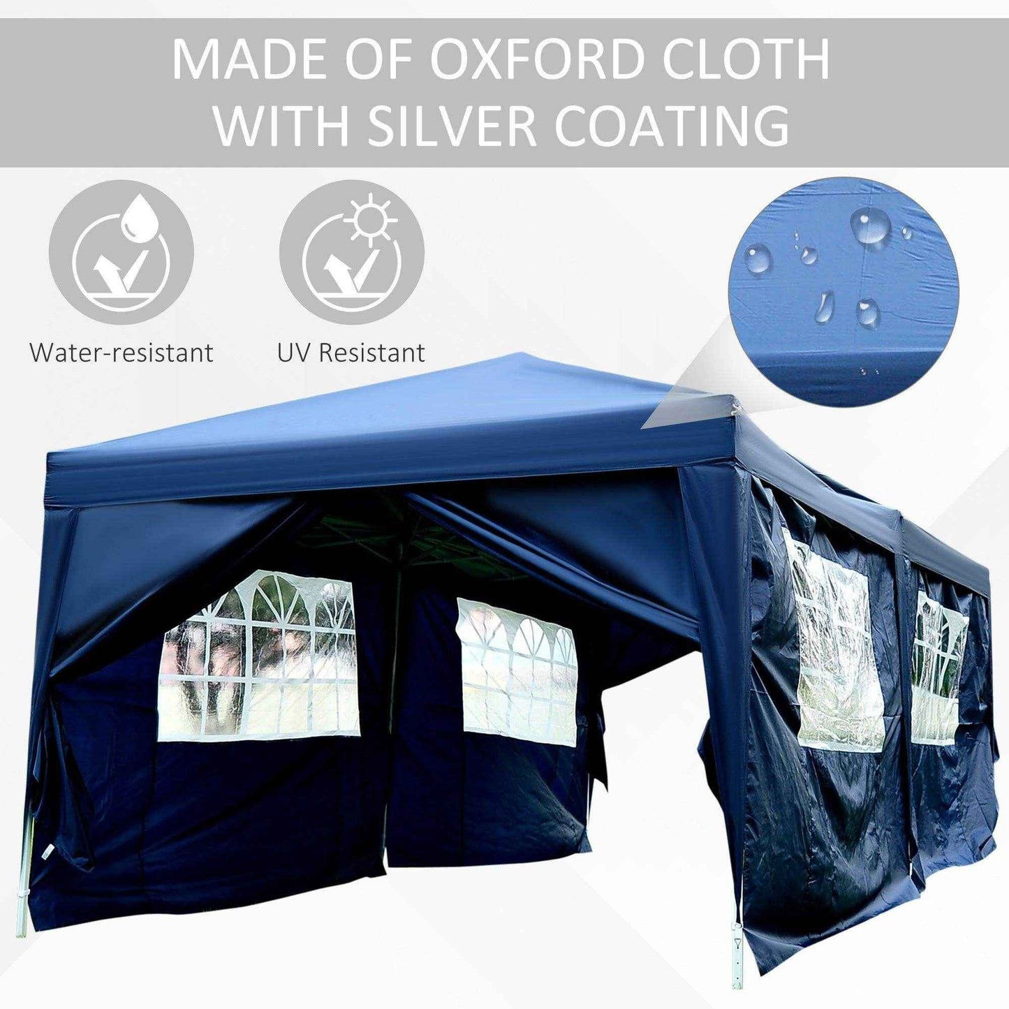 Outsunny 3m x 6m Pop Up Gazebo - Blue - ALL4U RETAILER LTD