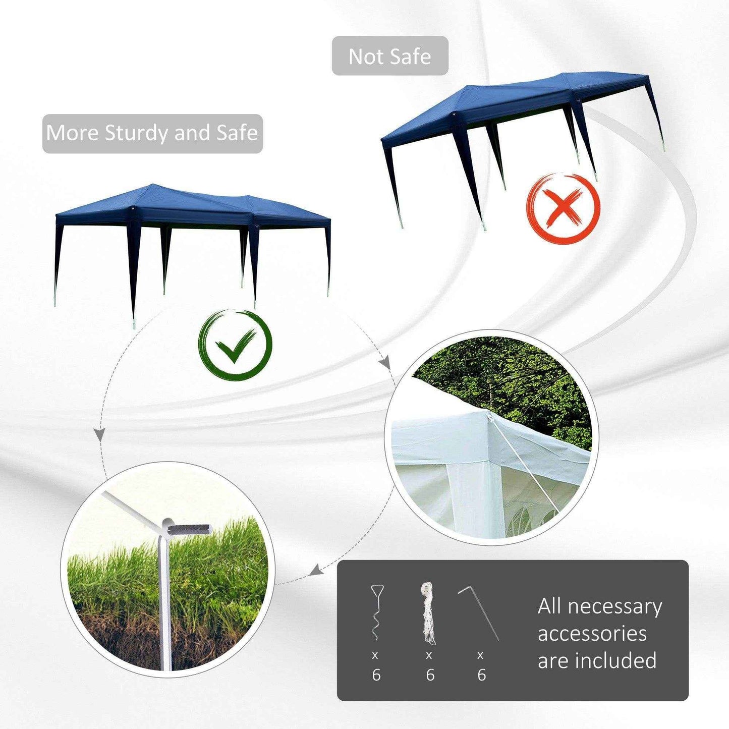 Outsunny 3m x 6m Pop Up Gazebo - Blue - ALL4U RETAILER LTD