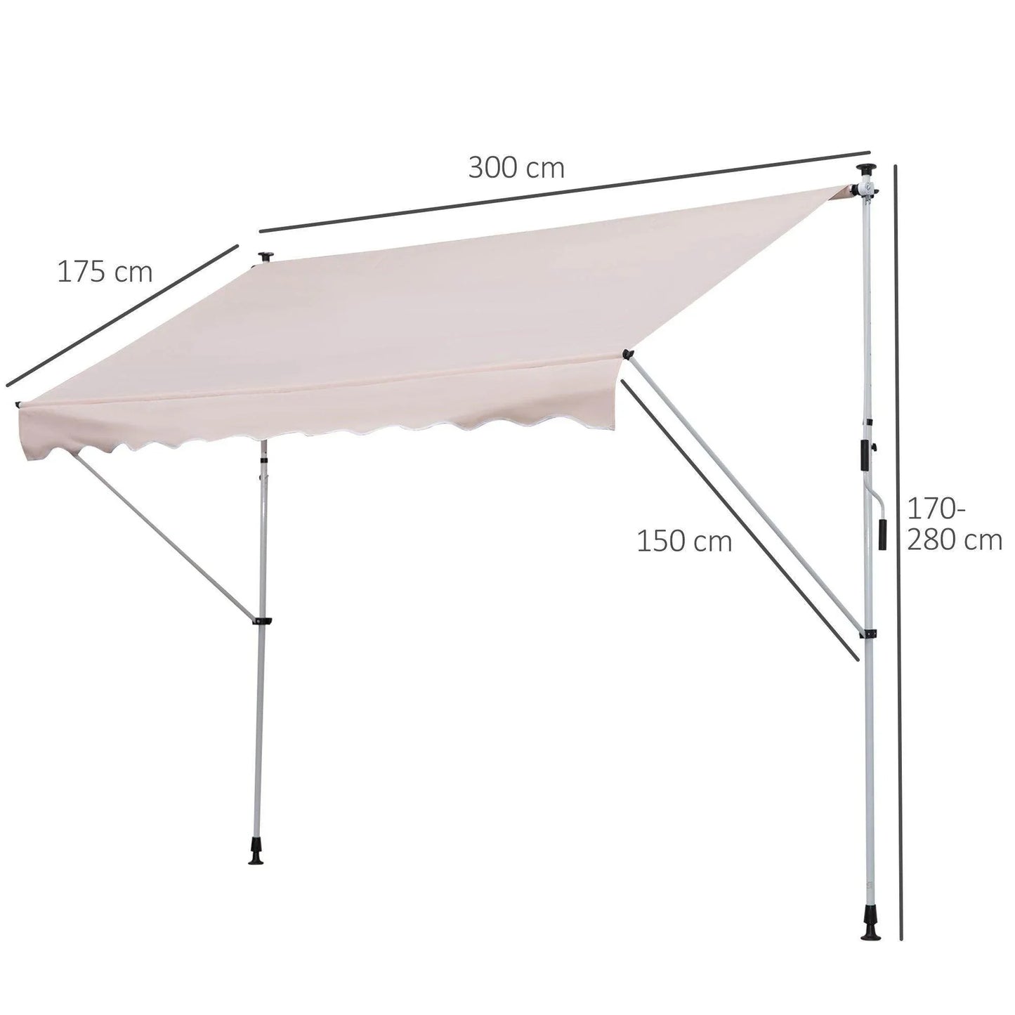 Outsunny 3x1.5m Patio Awning - Retractable Shade - ALL4U RETAILER LTD