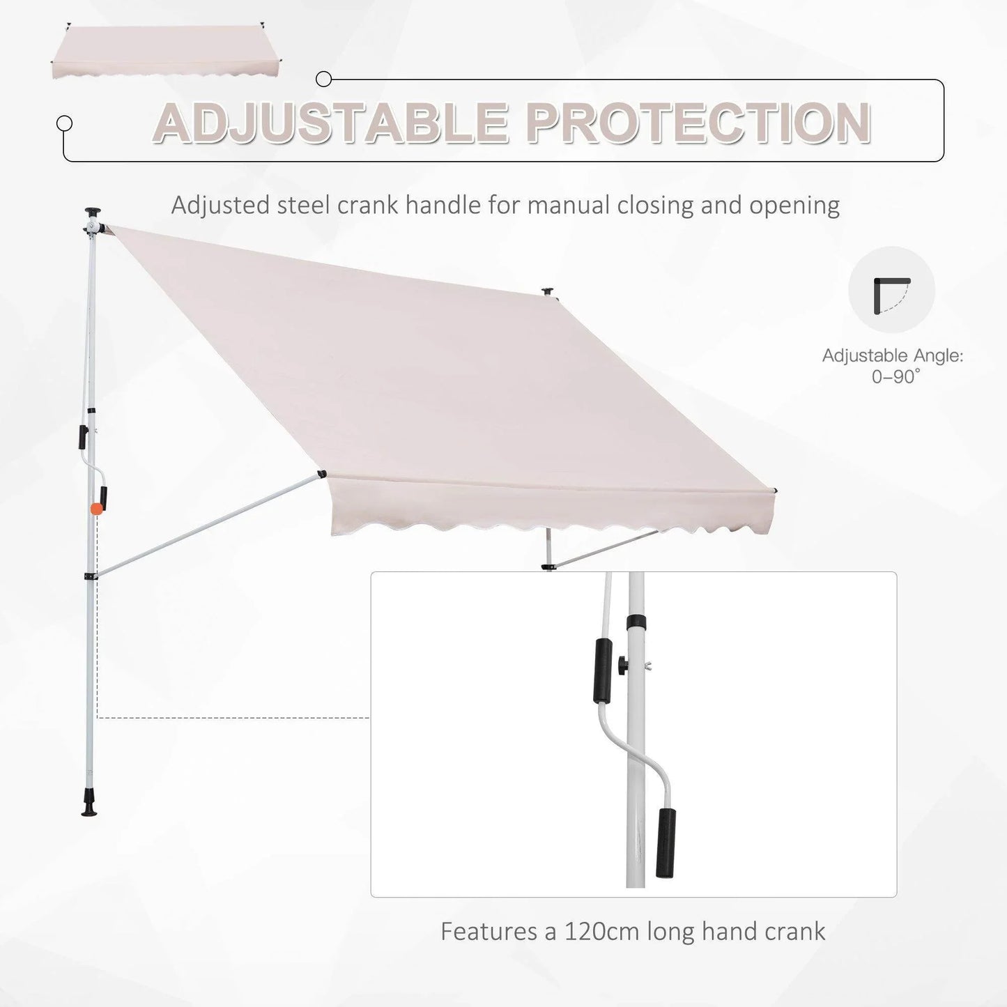 Outsunny 3x1.5m Patio Awning - Retractable Shade - ALL4U RETAILER LTD