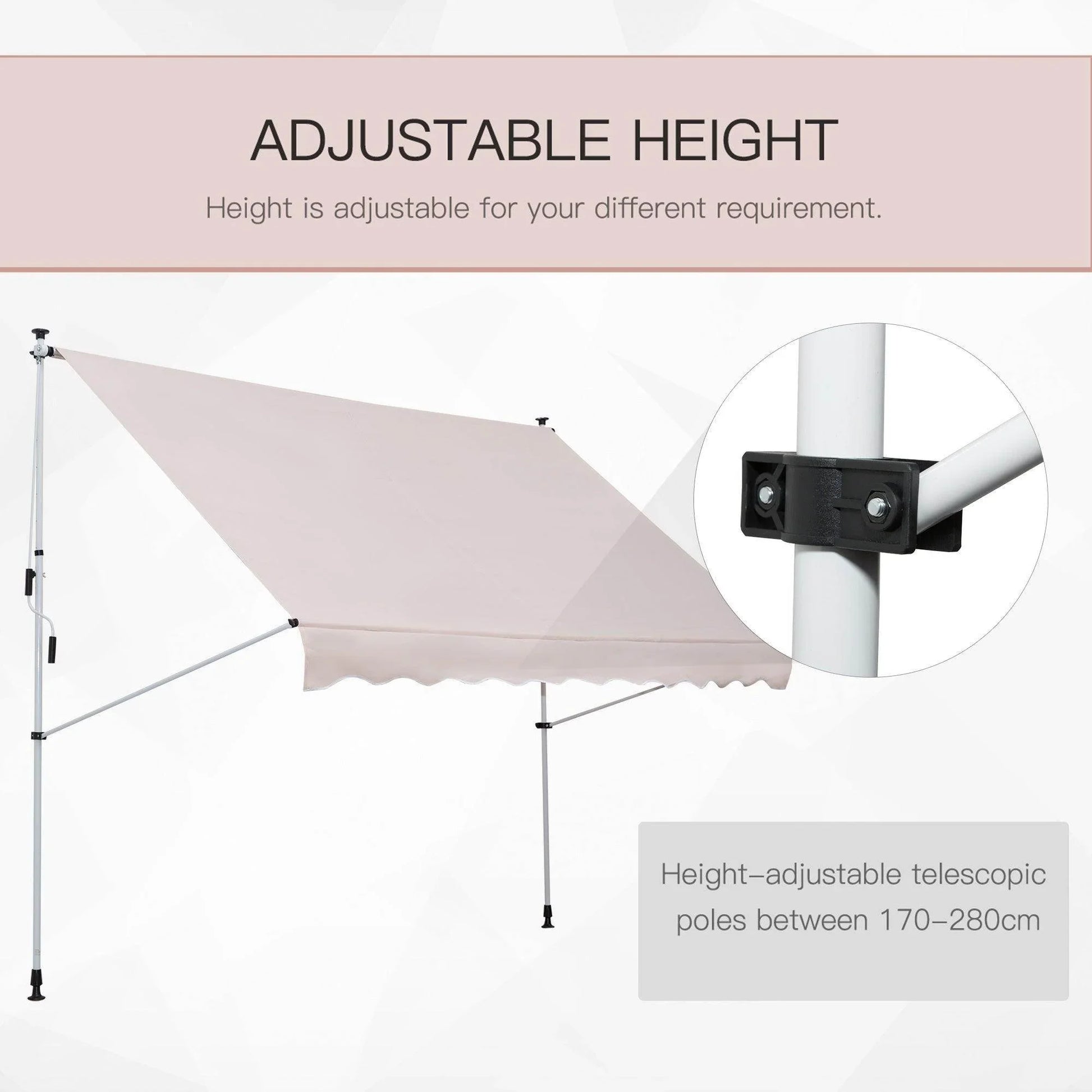 Outsunny 3x1.5m Patio Awning - Retractable Shade - ALL4U RETAILER LTD