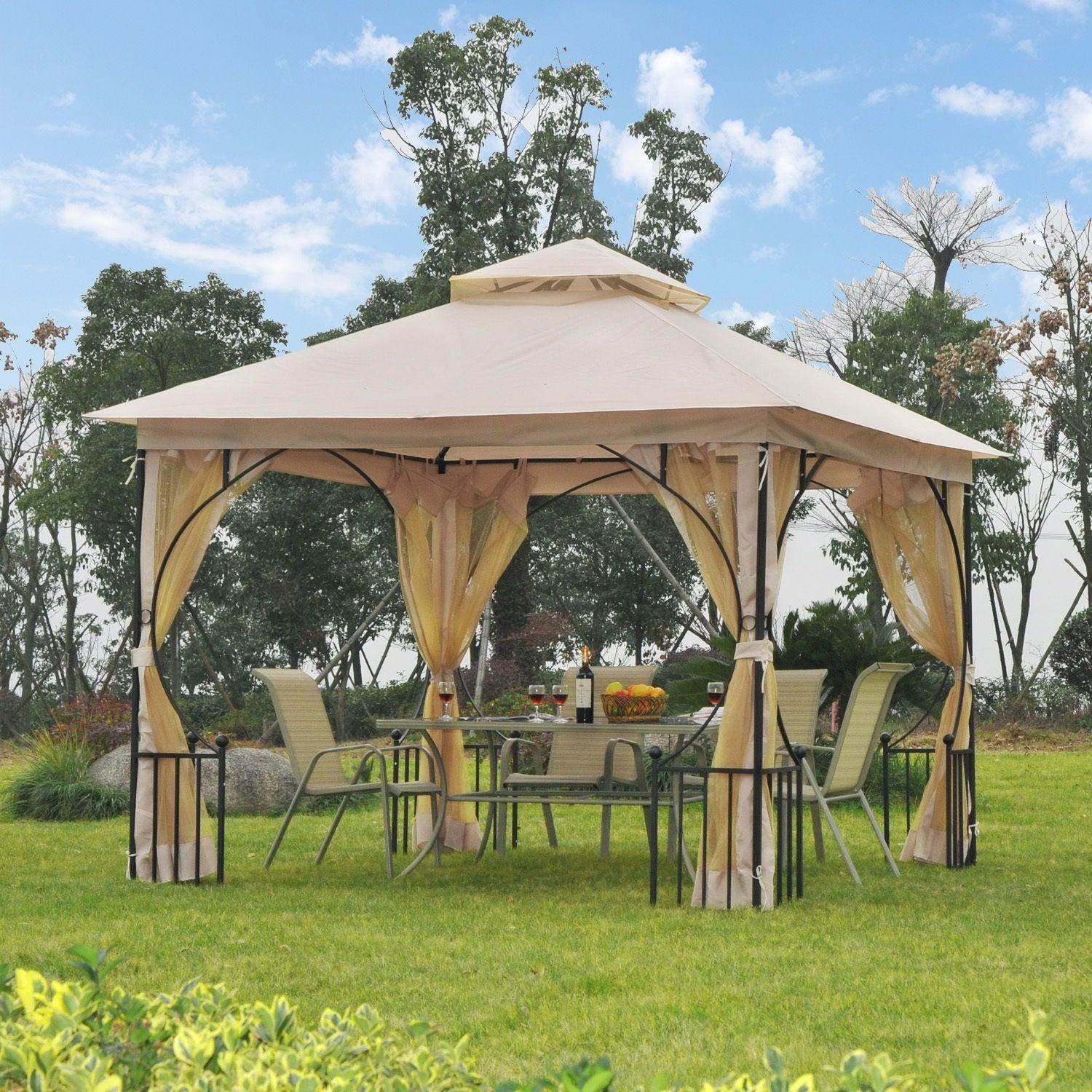 Outsunny 3x3M Gazebo Canopy - Double Tier Sun Shade - ALL4U RETAILER LTD