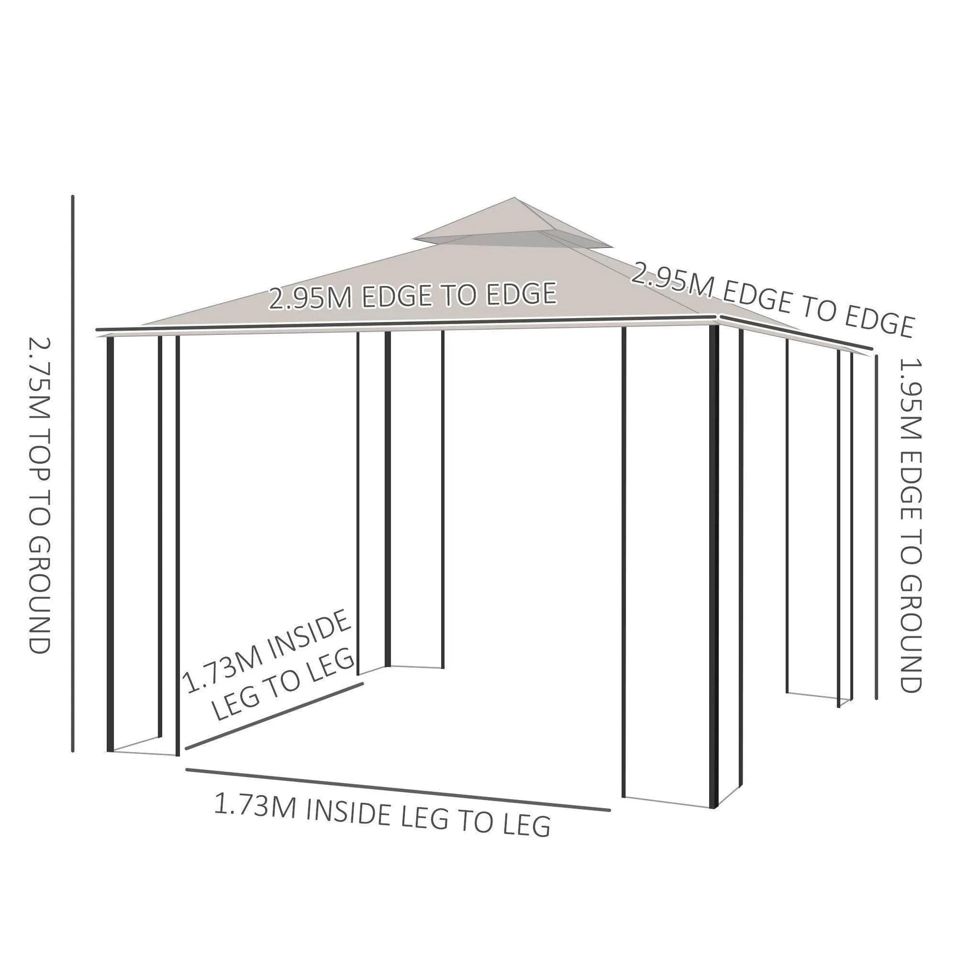 Outsunny 3x3M Gazebo Canopy - Double Tier Sun Shade - ALL4U RETAILER LTD