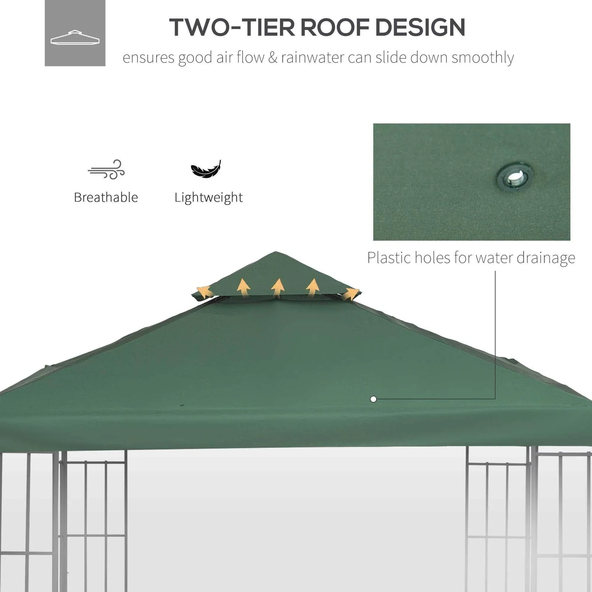 Outsunny 3x3m Double Tier Gazebo Top - Dark Green - ALL4U RETAILER LTD