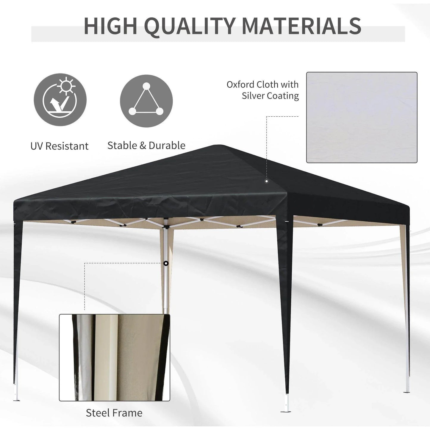 Outsunny 3x3m Garden Gazebo - Black Canopy - ALL4U RETAILER LTD