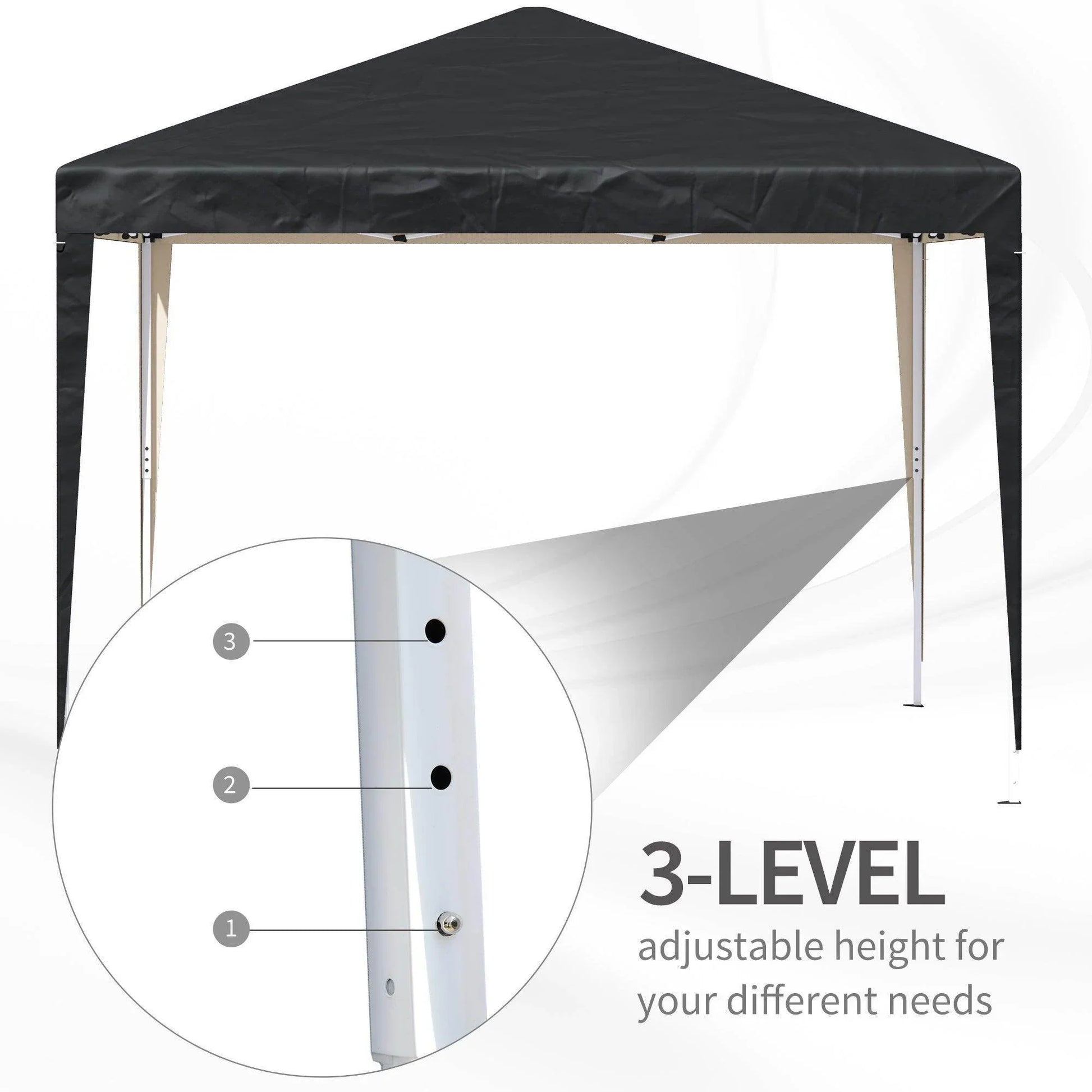Outsunny 3x3m Garden Gazebo - Black Canopy - ALL4U RETAILER LTD