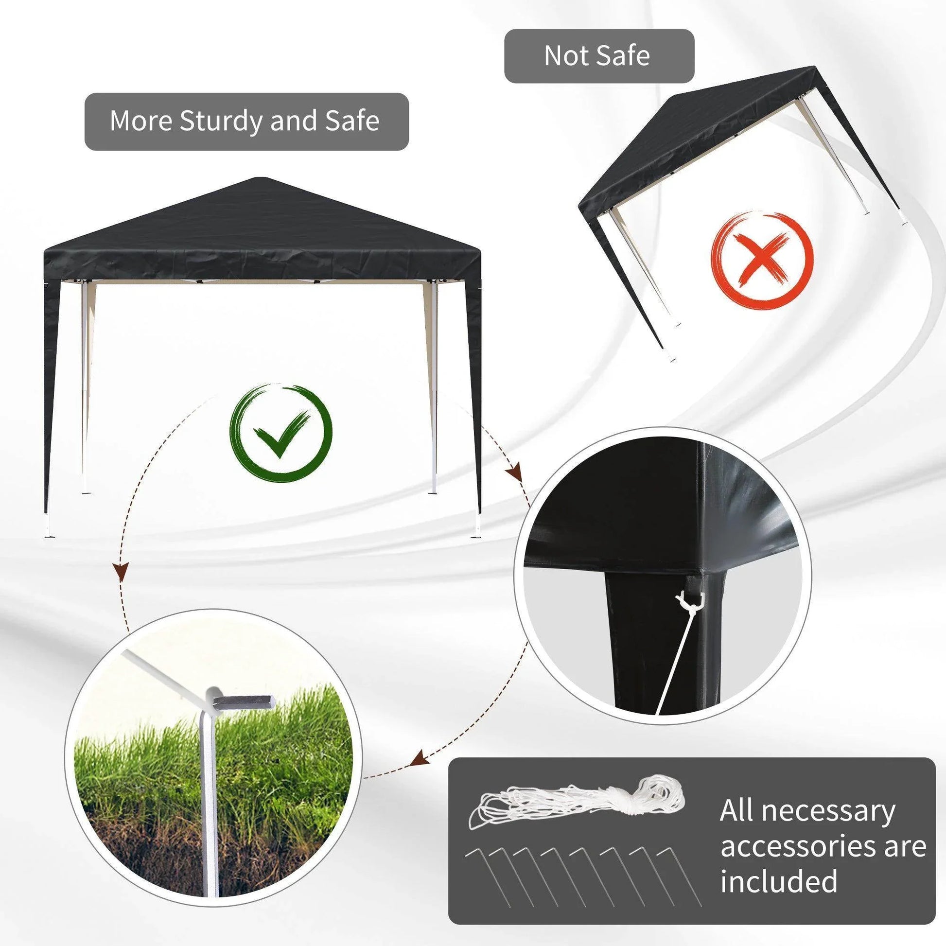 Outsunny 3x3m Garden Gazebo - Black Canopy - ALL4U RETAILER LTD
