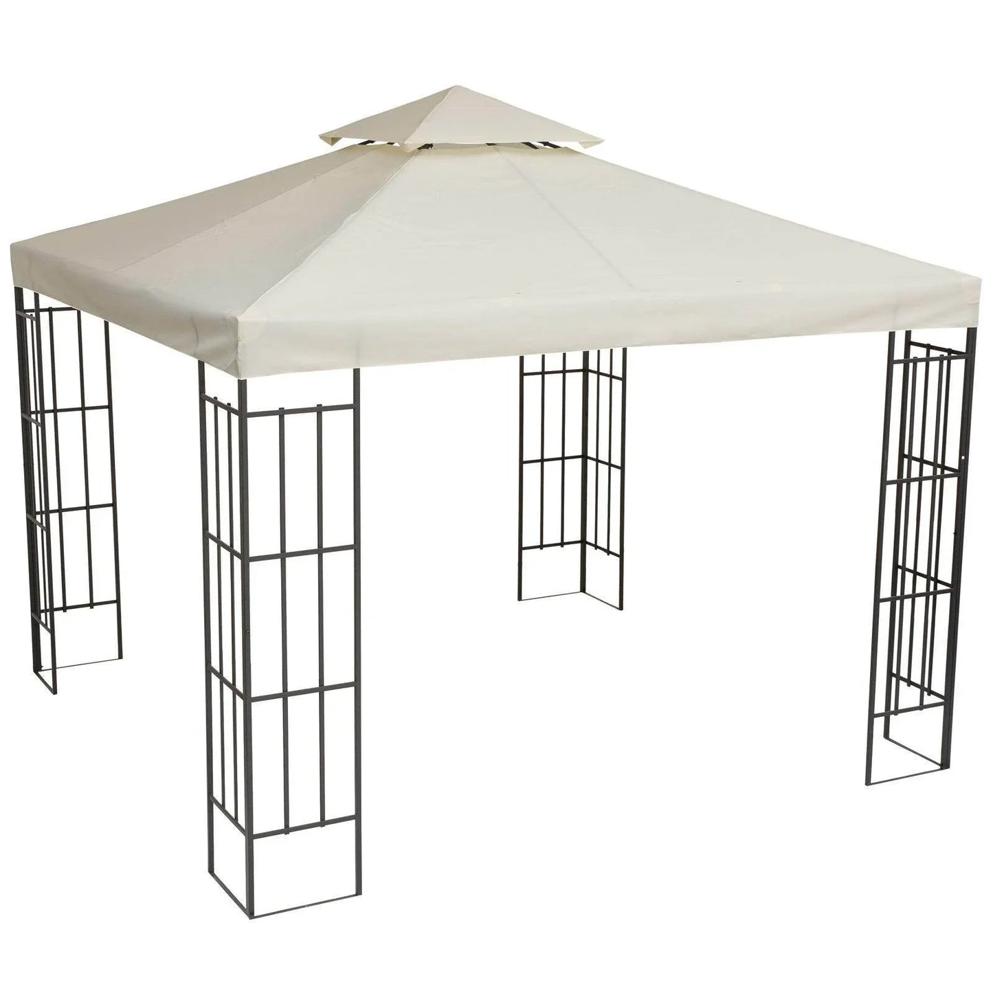 Outsunny 3x3m gazebo canopy rooftop replacement cover in beige with black metal frame, outdoor garden accessory