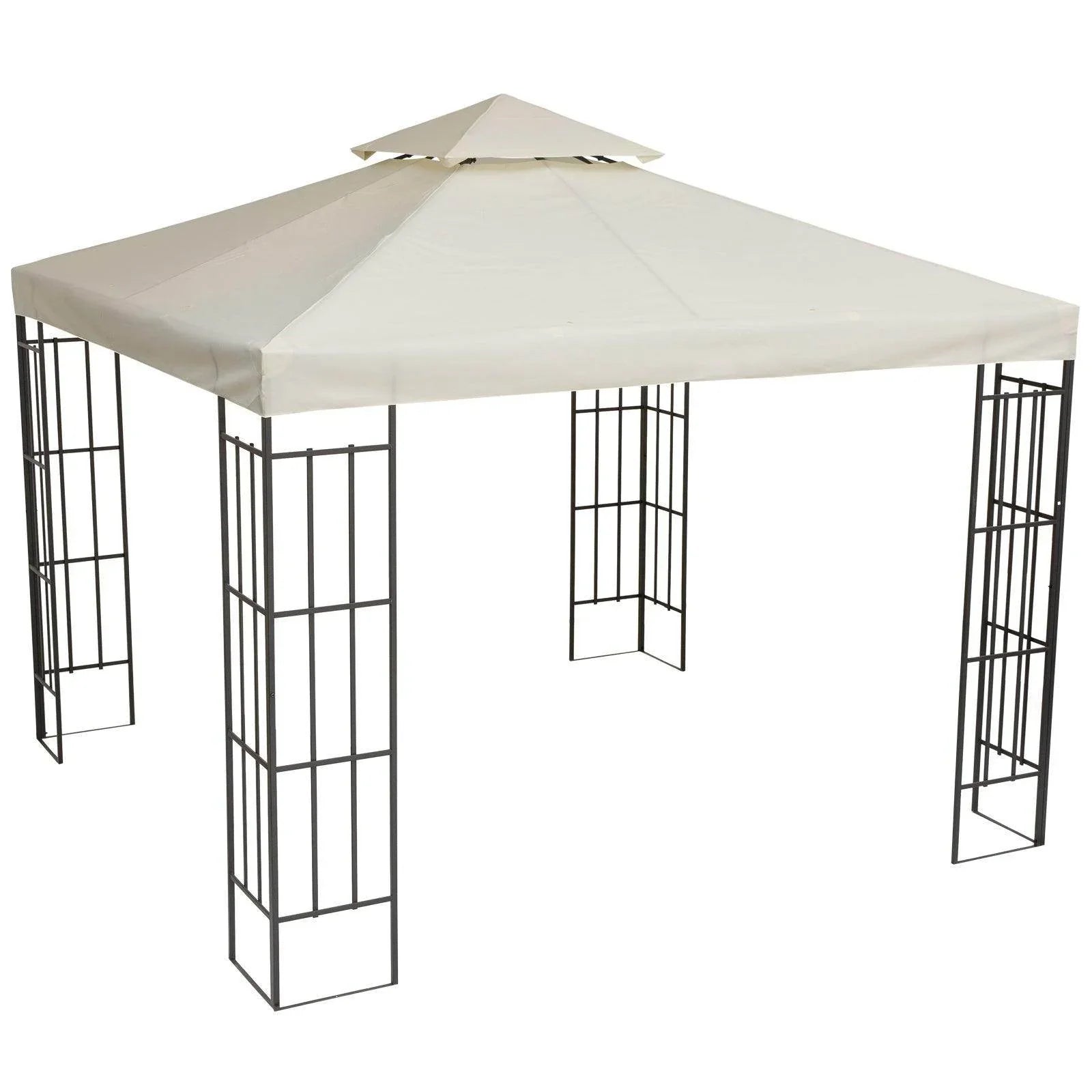Outsunny 3x3m gazebo canopy rooftop replacement cover in beige with black metal frame, outdoor garden accessory