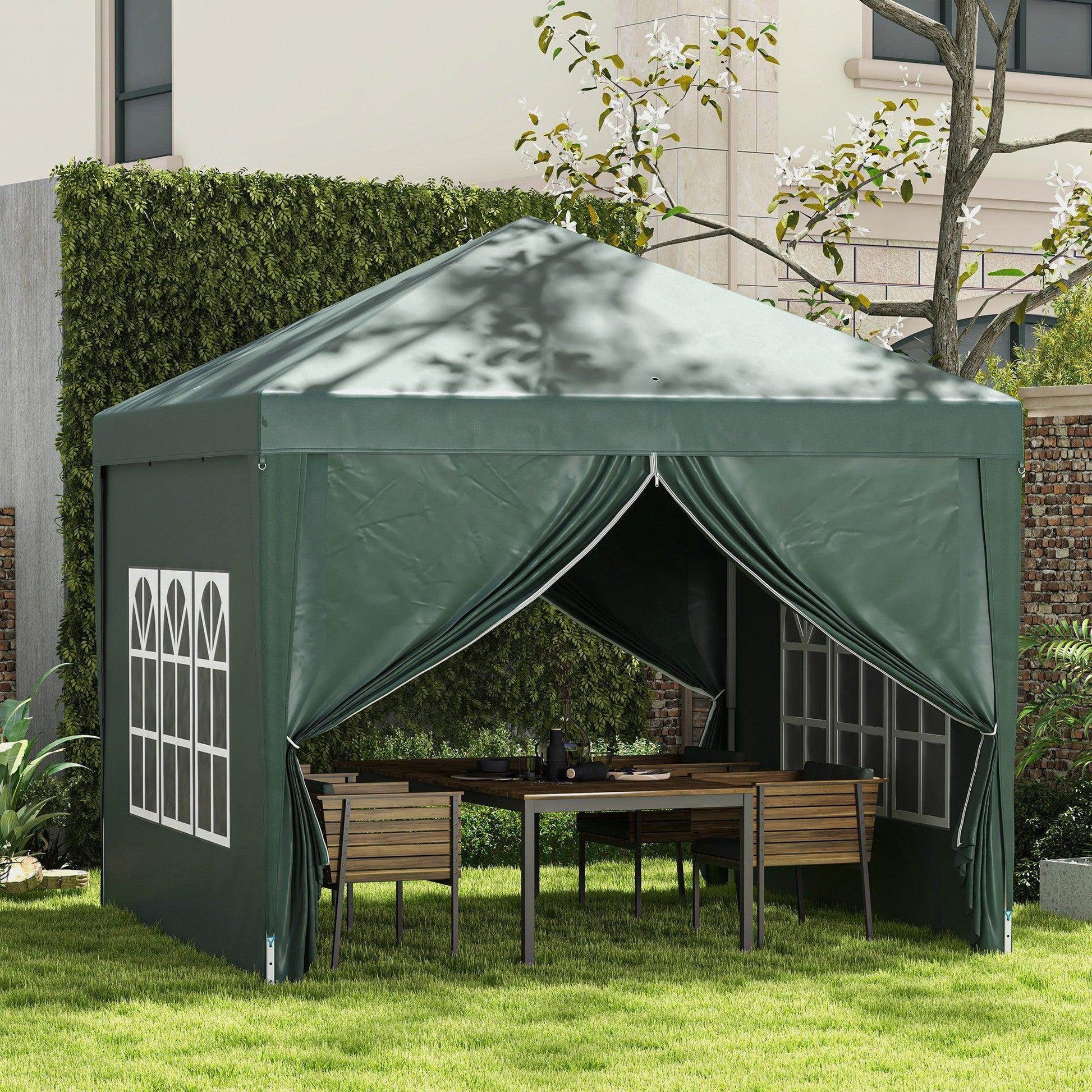 Outsunny 3x3m Green Pop Up Gazebo - ALL4U RETAILER LTD