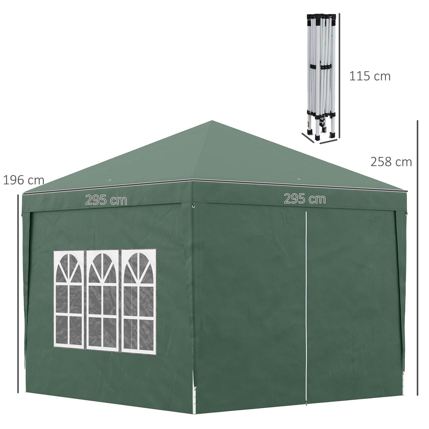 Outsunny 3x3m Green Pop Up Gazebo - ALL4U RETAILER LTD