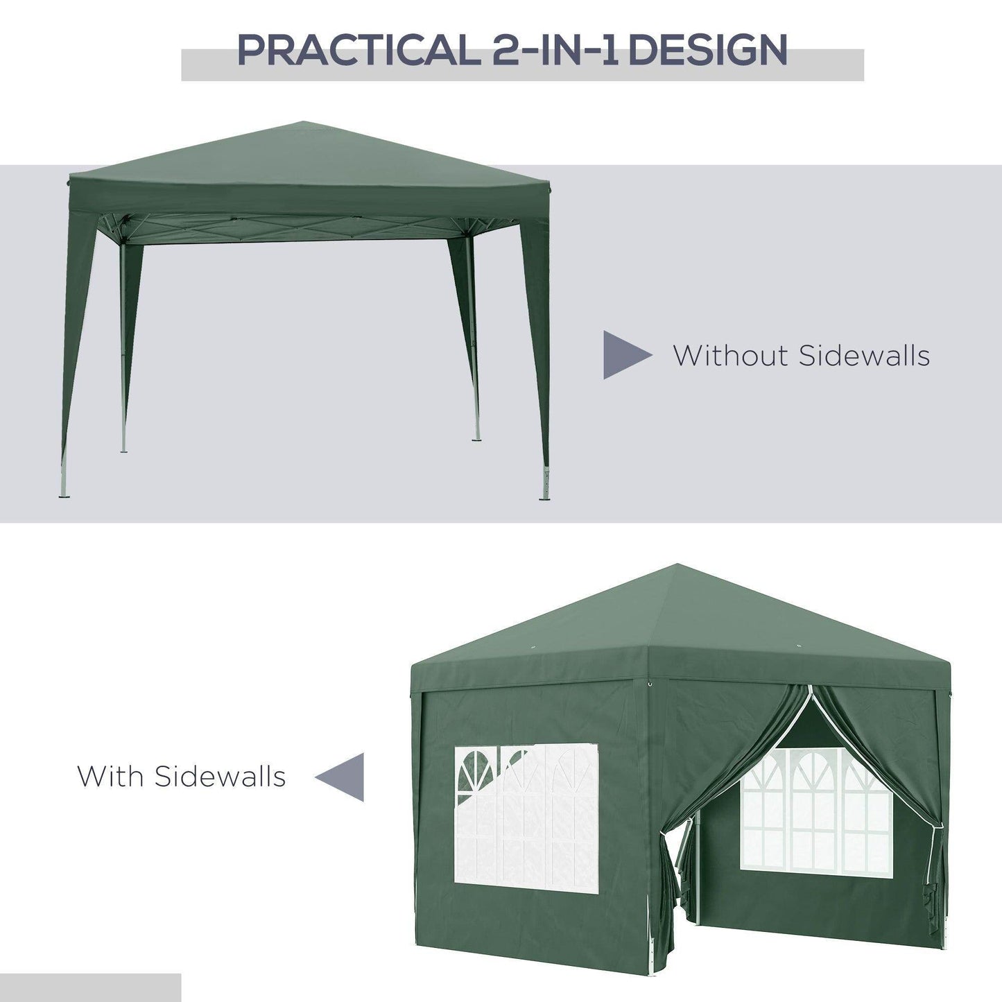 Outsunny 3x3m Green Pop Up Gazebo - ALL4U RETAILER LTD