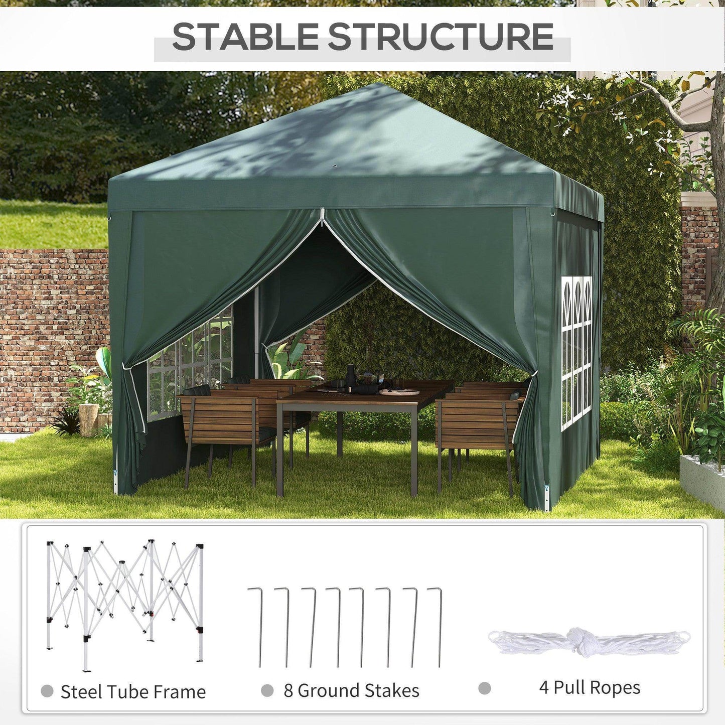 Outsunny 3x3m Green Pop Up Gazebo - ALL4U RETAILER LTD