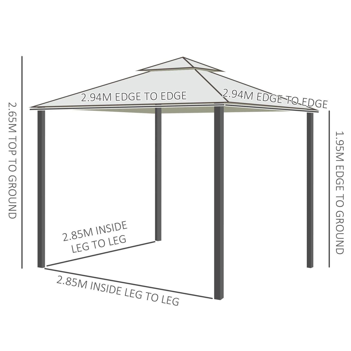 Outsunny 3x3m Metal Gazebo - Cream White - ALL4U RETAILER LTD