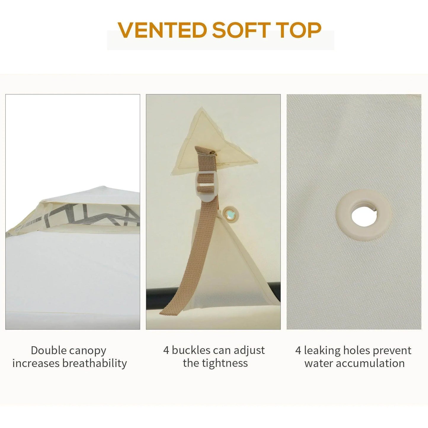 Outsunny 3x3m Metal Gazebo - Cream White - ALL4U RETAILER LTD