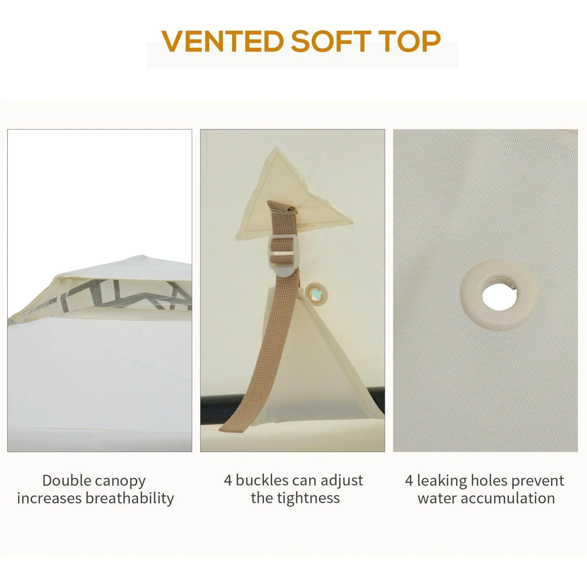 Outsunny 3x3m Metal Gazebo - Cream White - ALL4U RETAILER LTD