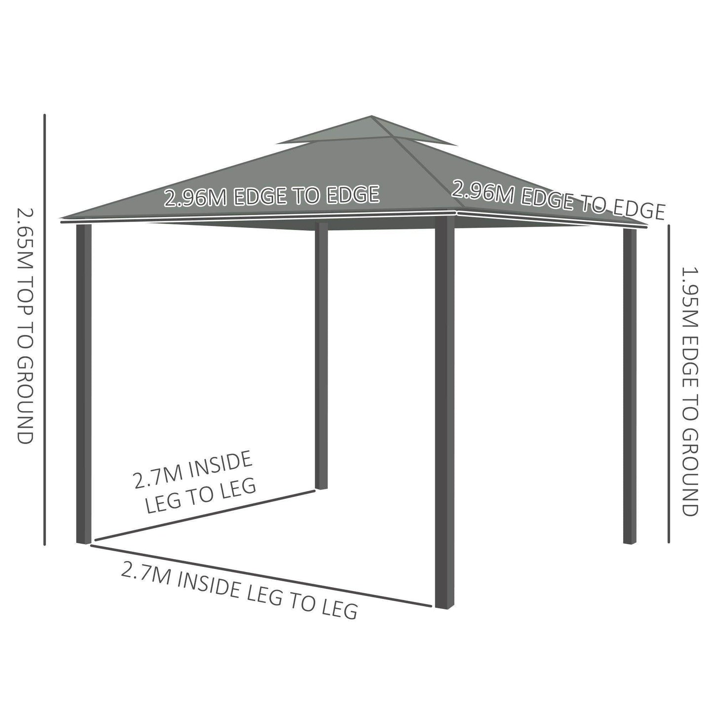 Outsunny 3x3m Patio Gazebo - Weatherproof Tent with Curtains - ALL4U RETAILER LTD