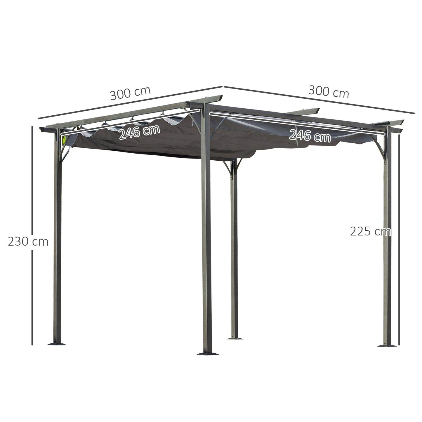 Outsunny 3x3m Sun Shelter with Retractable Canopy - ALL4U RETAILER LTD