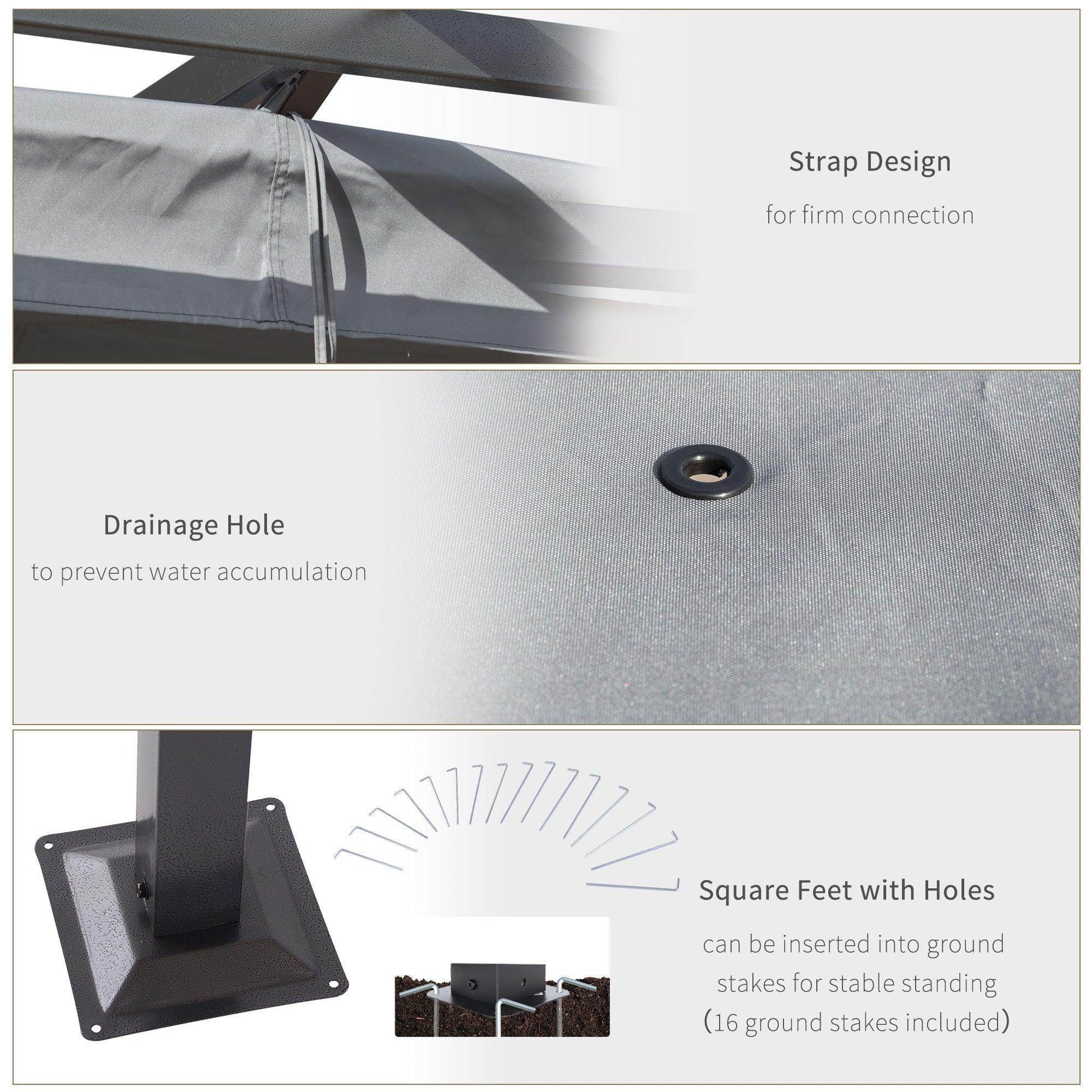 Outsunny 3x3m Sun Shelter with Retractable Canopy - ALL4U RETAILER LTD