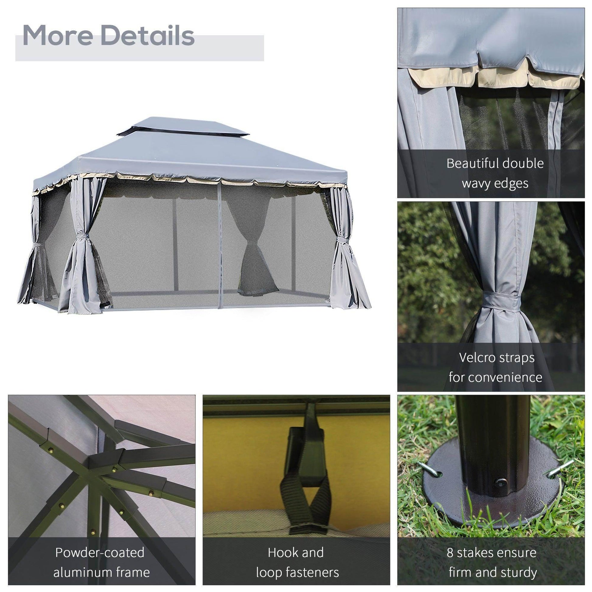 Outsunny 3x4m Gazebo Pavilion with Nets and Sidewalls - ALL4U RETAILER LTD