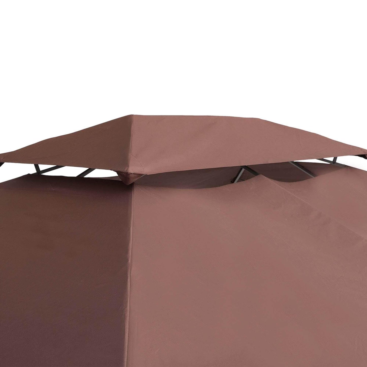 Brown two-tier replacement roof canopy for 3x4m gazebo with ventilation flap